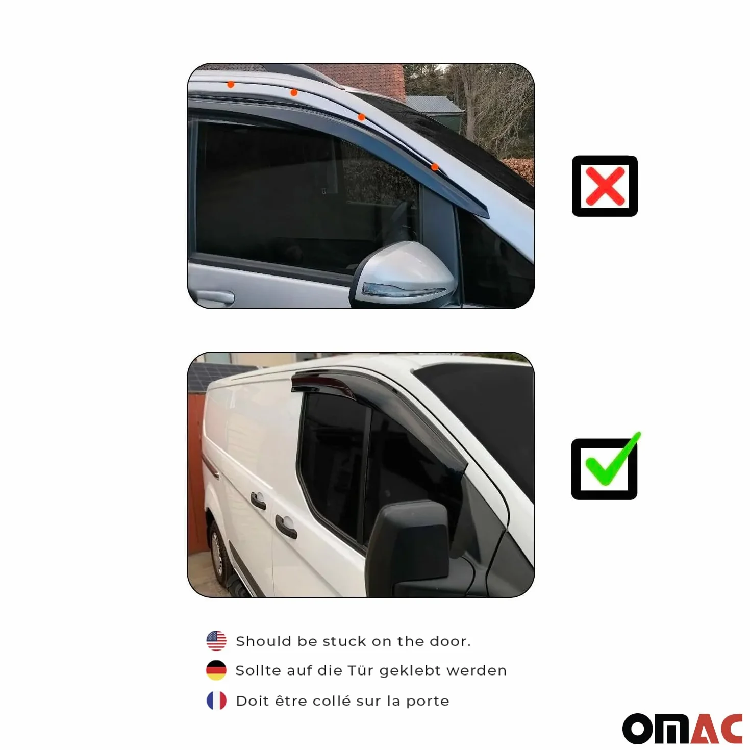 OMAC 2X Windabweiser Regenabweiser kompatibel mit Dacia Dokker Lodgy 2012-2022 Dunkel