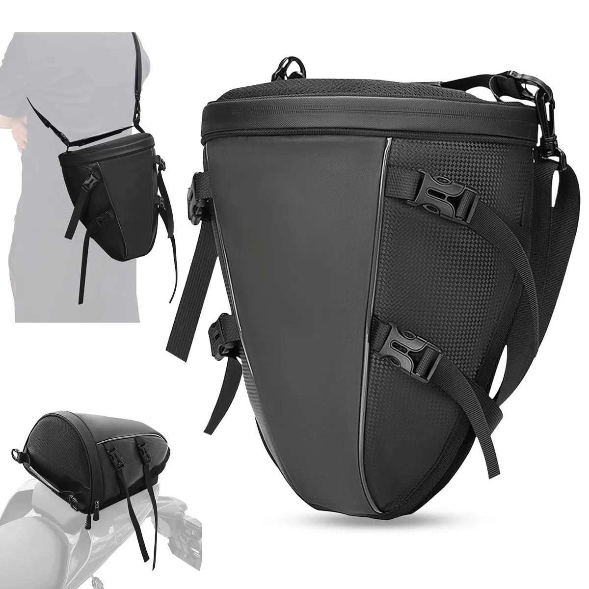 Motorrad Hecktasche, 10-14L Tankrucksack wasserdichte Tasche, Outdoor Sport Motorrad Rücksitz Leichter Werkzeug Tragetasche mit Schultergurt