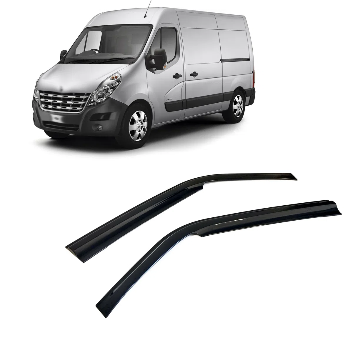 Windabweiser Luftabweiser Regenabweiser Seitenfensterabweiser Kompatibel mit Renault Master 2010-2024 Autofenster Regenschutz Regenabweiser Anklebbare Deflektoren 2 Stück Externe Passform