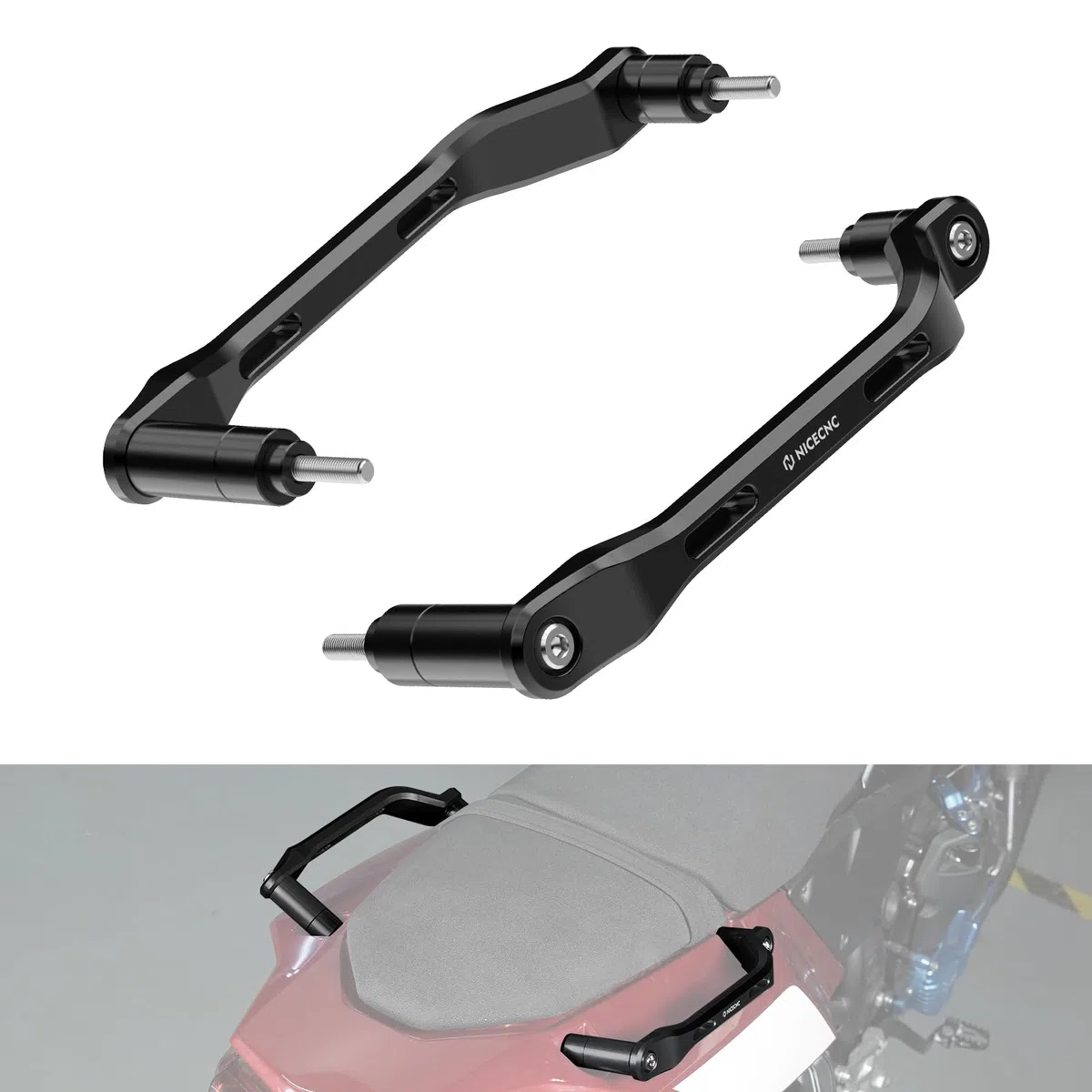 NICECNC-Passagier-Rücksitzgriffknopf Kompatibel mit Tenere 700/XTZ700 2019-2024, Tenere 700 Rally Edition 2020-2024, Tenere 700 World Raid 2022, Motorrad-Rückgriff Tenere 700, Schwarz