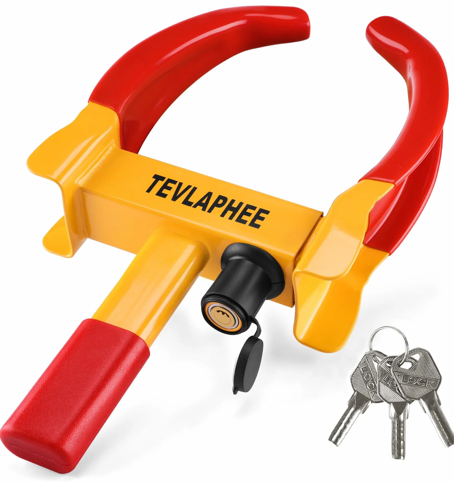 Tevlaphee Radkralle Parkkralle mit Sicherheitsschloss und 3 Schlüsseln für PKW Wohnwagen Anhänger - Reifenbreite 19-30cm - Felgenkralle Reifenkralle Wegfahrsperre Diebstahlsicherung