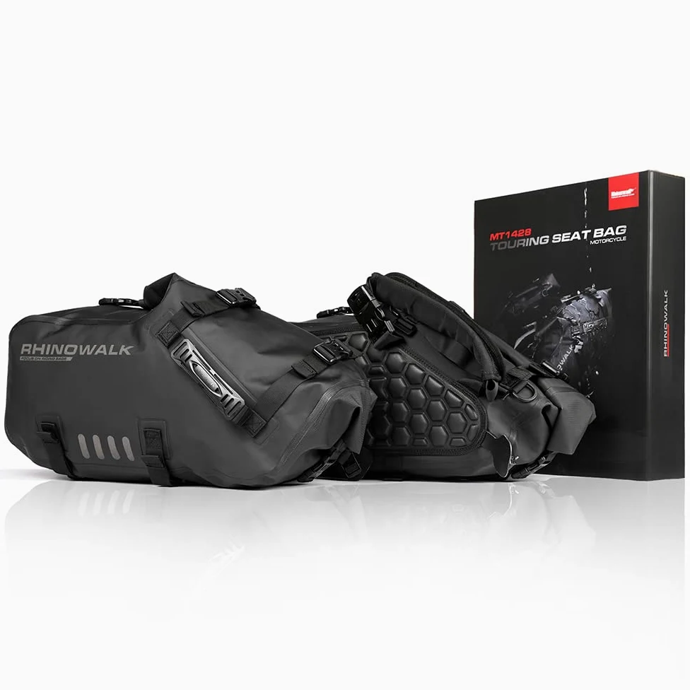 Rhinowalk Motorrad Satteltasche Hecktasche Wasserdicht 28L (14L*2) PVC Plane Rollverschluss