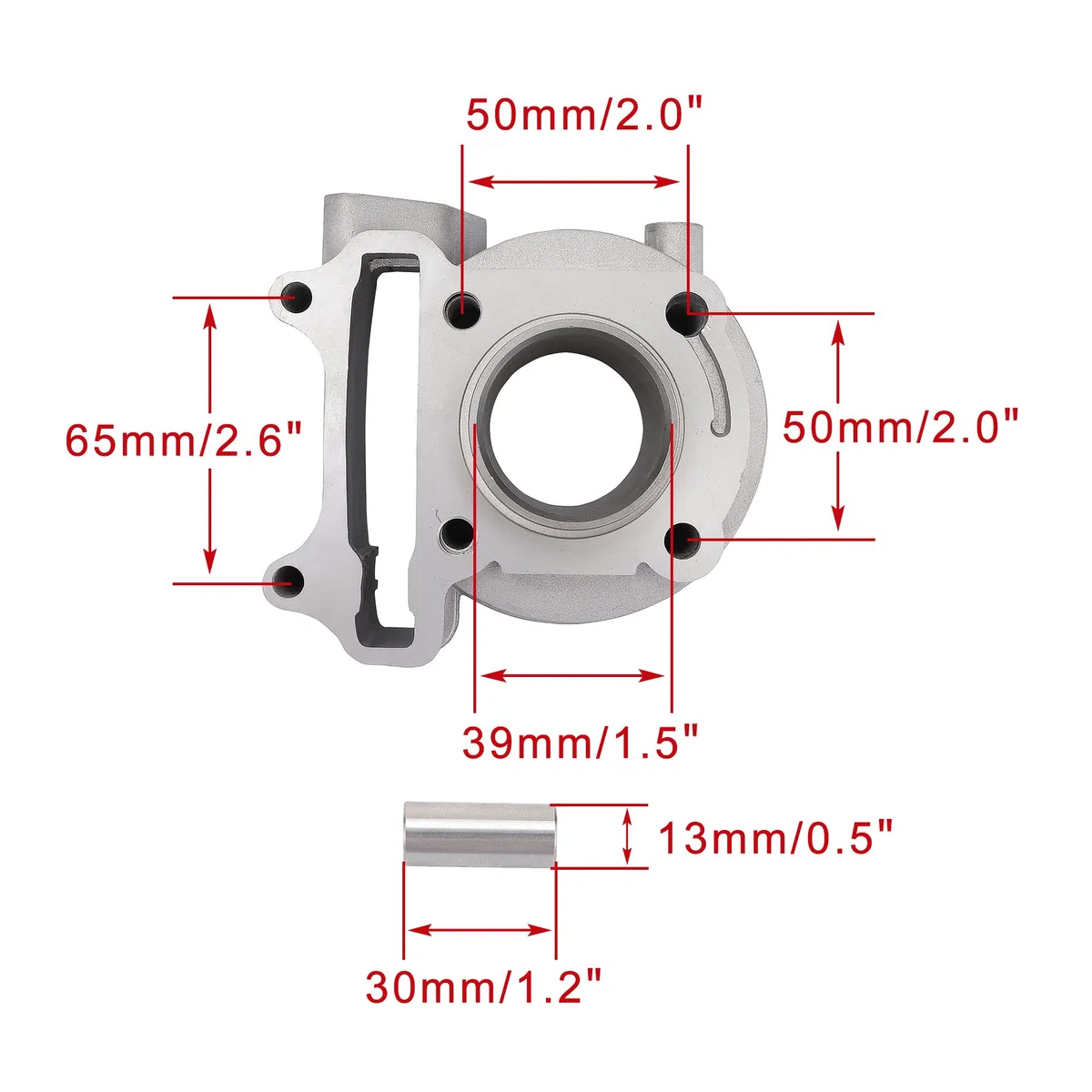 WOOSTAR 39mm Zylinder mit Kolbenring Kit Ersatz für 4 Takt GY6 49ccm 50ccm 139QMA 139QMB Motor ATV Quad Roller Moped
