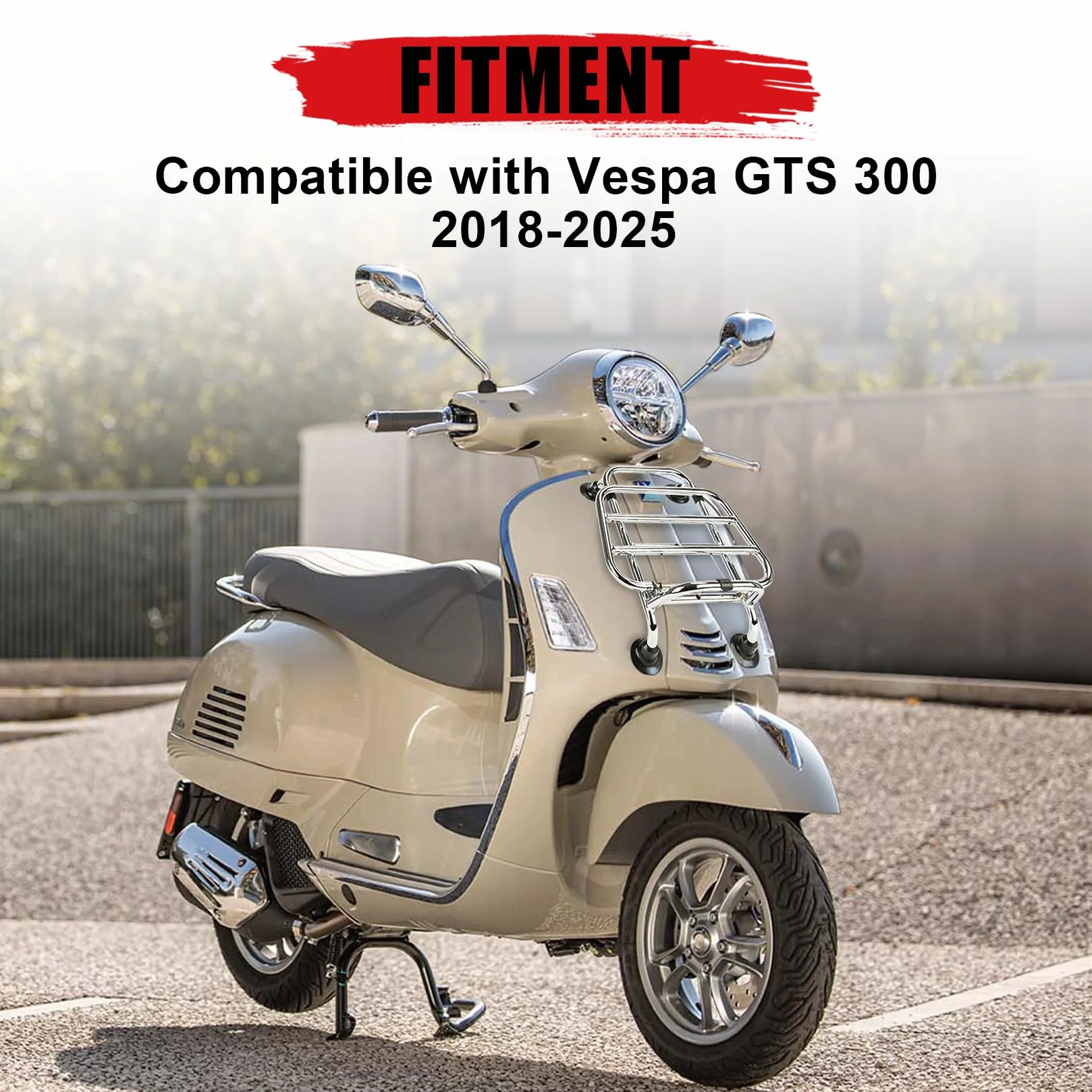 Vorderer Gepäckträger für Vespa GTS 300 125 200 250 2018-2025,PSLER Gepäckträgerregal Gepäckhalterung Motorradteile(Silber)