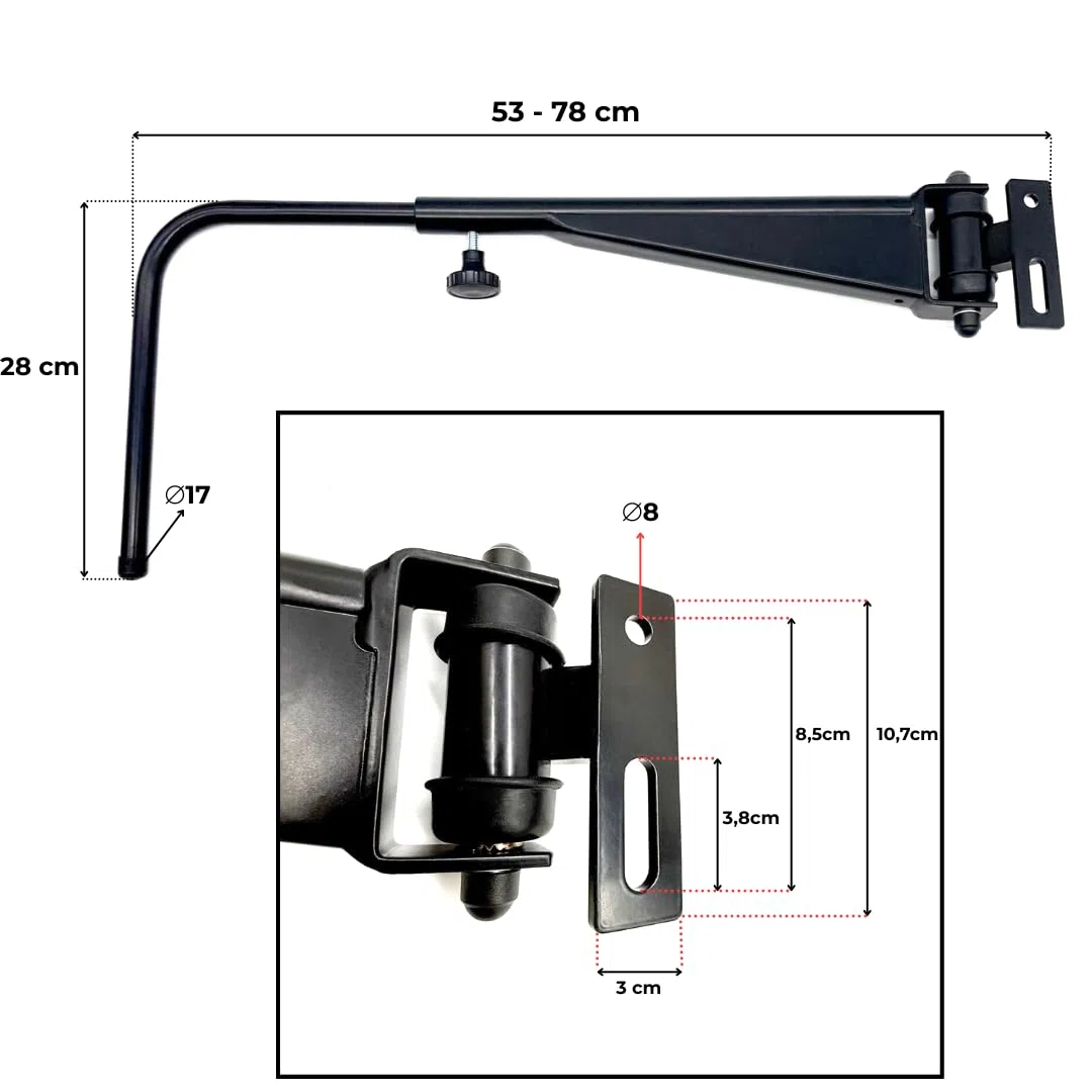 2x Spiegelhalter mit Kupplung für MASSEY FERGUSON Traktoren OE 4285291M91 Länge 530–780 mm Ø17 mm Metall Halterung Links & Rechts
