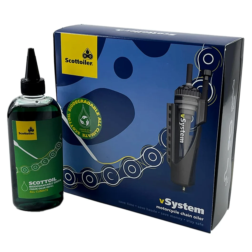 Scottoiler vSystem Automatischer Kettenöler, inkl. Scottoil Grün Alle Temperaturen biologisch abbaubar