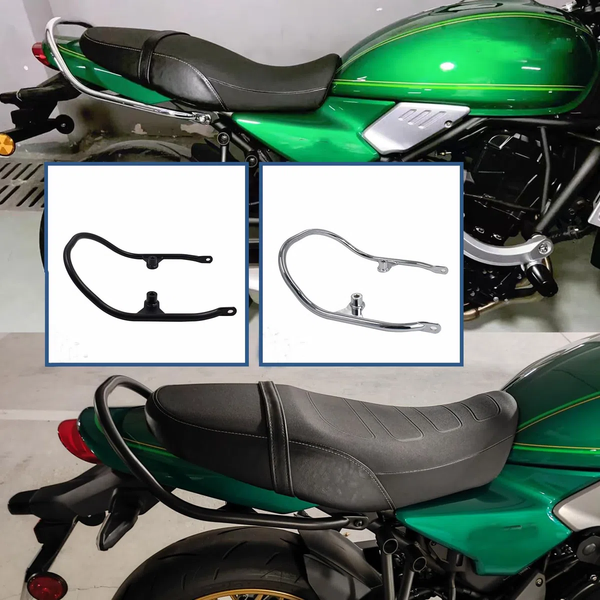 Motorrad-Beifahrer-Armlehne hinten, Soziussitz, Haltegriff, Handschiene, passend für Ka&wa&sa&ki Z650RS Z 650 RS Z 650RS Zubehör 2021 2022 2023 2024 (Schwarz)
