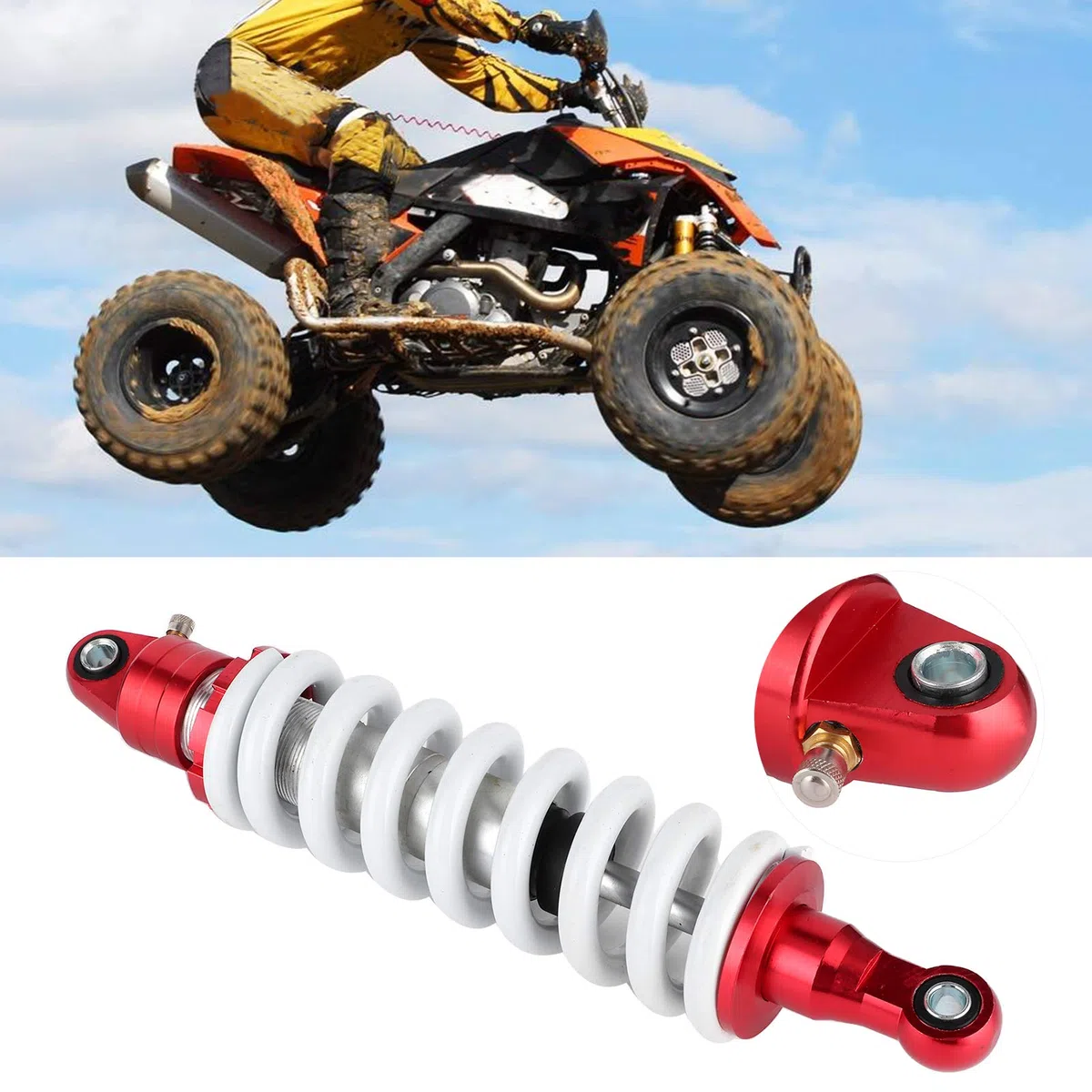 sto?d?mpfer quad hinten,ATV-o?d?mpfer hinten, Federung hinten, 330 mm Universal-o?d?mpfer hinten Einellbare D?mpfung für Pit Quad Dirt Bike ATV