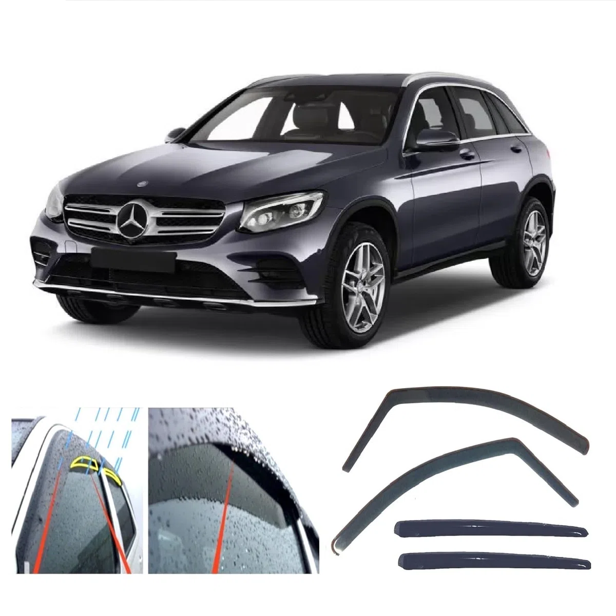 4x Windabweiser für Mercedes Benz GLC Klasse (X253) 2015 2016 2017 2018 2019 2020 2021 2022 2023