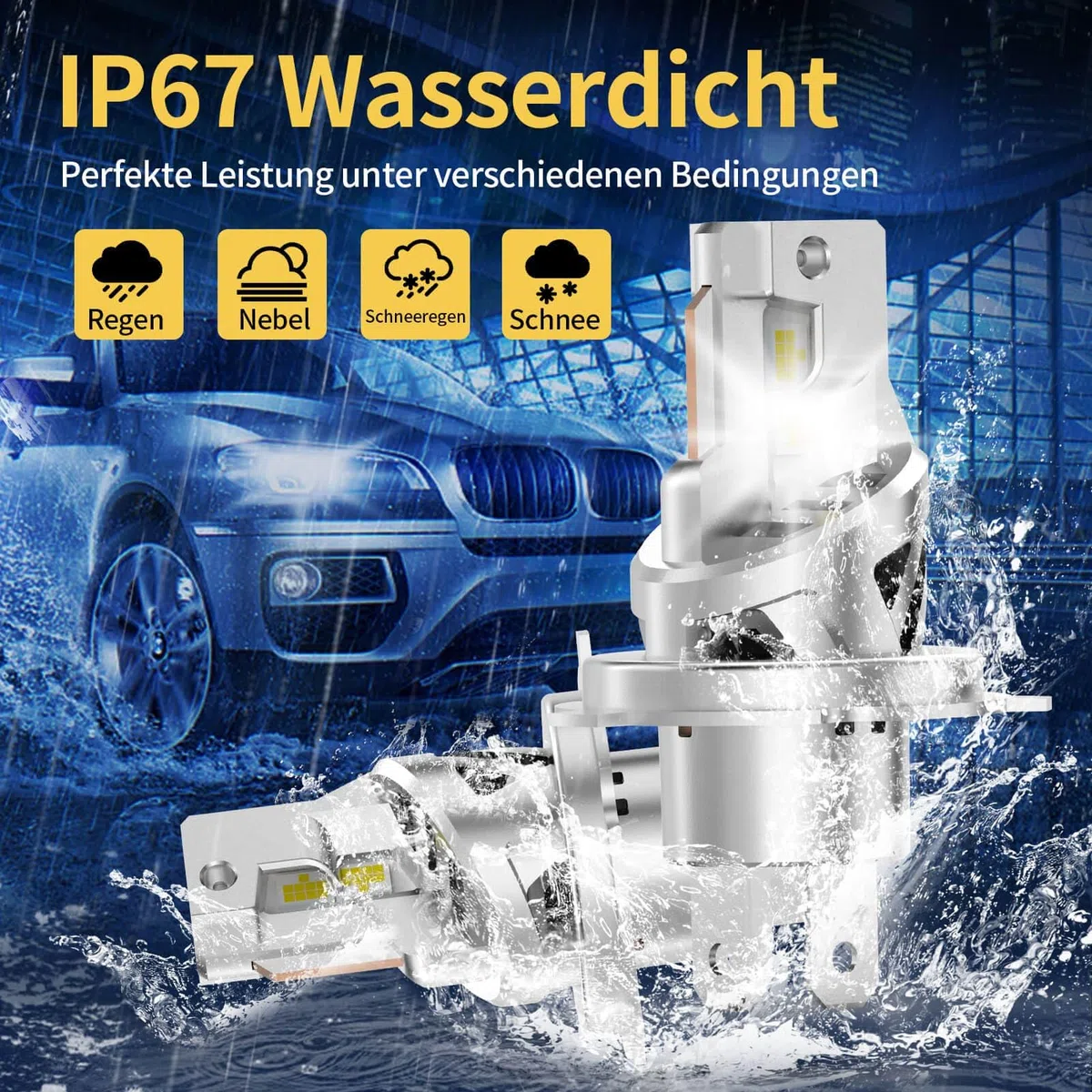 H4 Halogen Auto Lampe 12V 60W – Extra Helle H4 Scheinwerferlampe mit Zulassung & E-Prüfzeichen – 5500K Weißes Licht für maximale Sichtbarkeit bei Nacht – langlebige Birne, 2 Stück