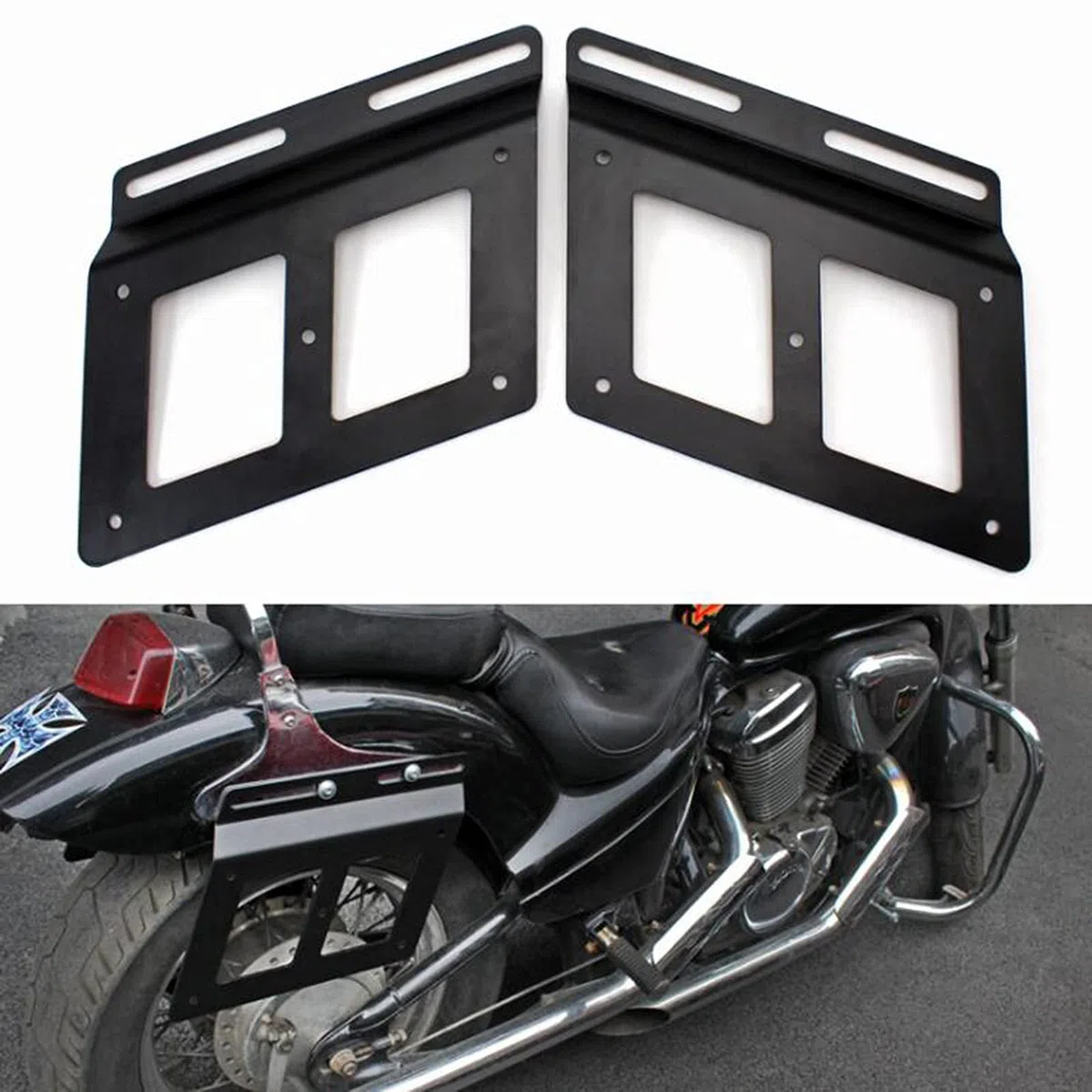 1 Paar Motorrad Satteltaschen Halterung (Schwarz)