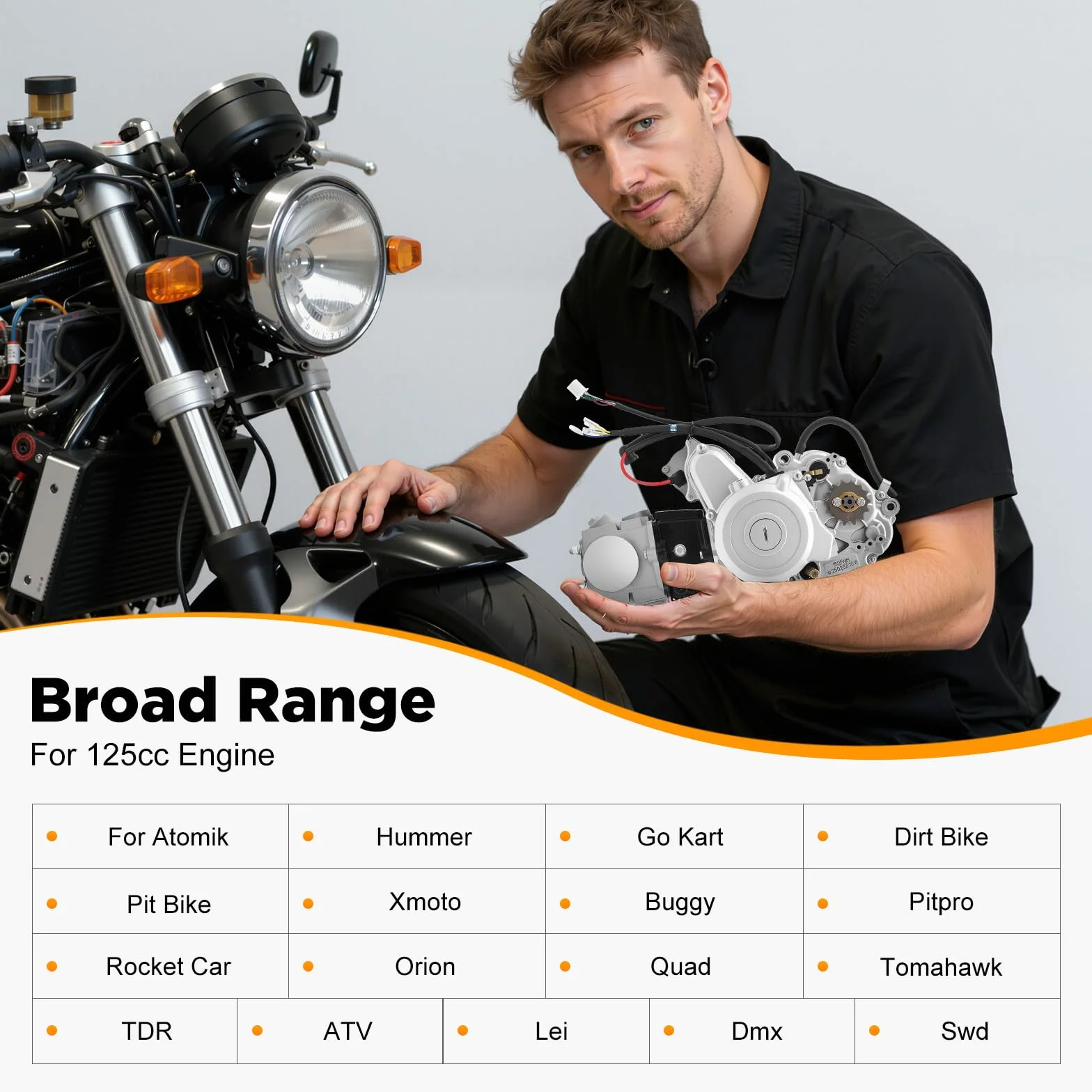 125ccm 4 Takt ATV Motoren, Upgrade Pitbike Motor Dirt Bike Motor, CDI Elektrischer Start Gokart Motor 3+1 Rückwärts Halbautomatisch Engine für ATV Go-Kart Pocket Motorcycle Quad | EU Stocks