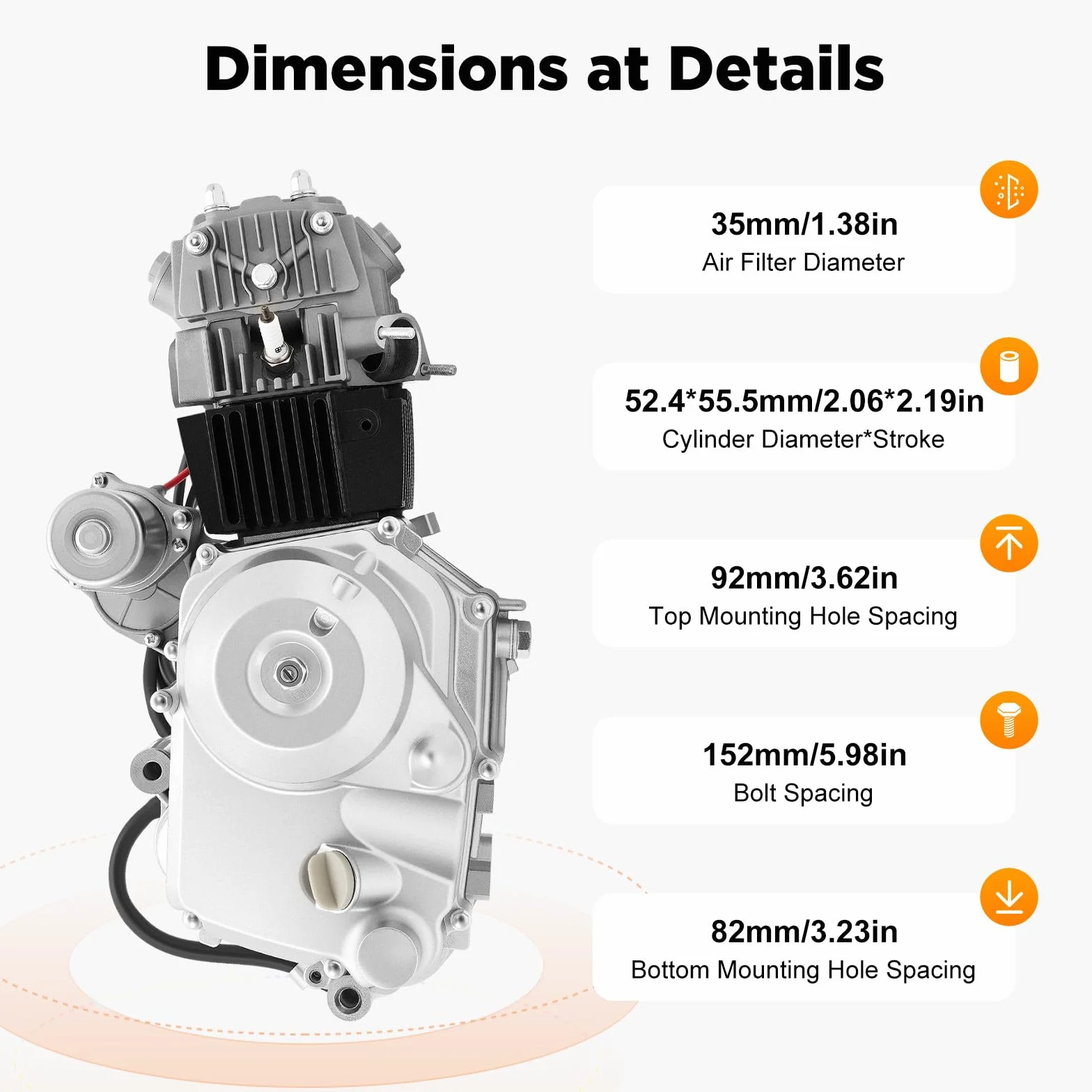 125ccm 4 Takt ATV Motoren, Upgrade Pitbike Motor Dirt Bike Motor, CDI Elektrischer Start Gokart Motor 3+1 Rückwärts Halbautomatisch Engine für ATV Go-Kart Pocket Motorcycle Quad | EU Stocks