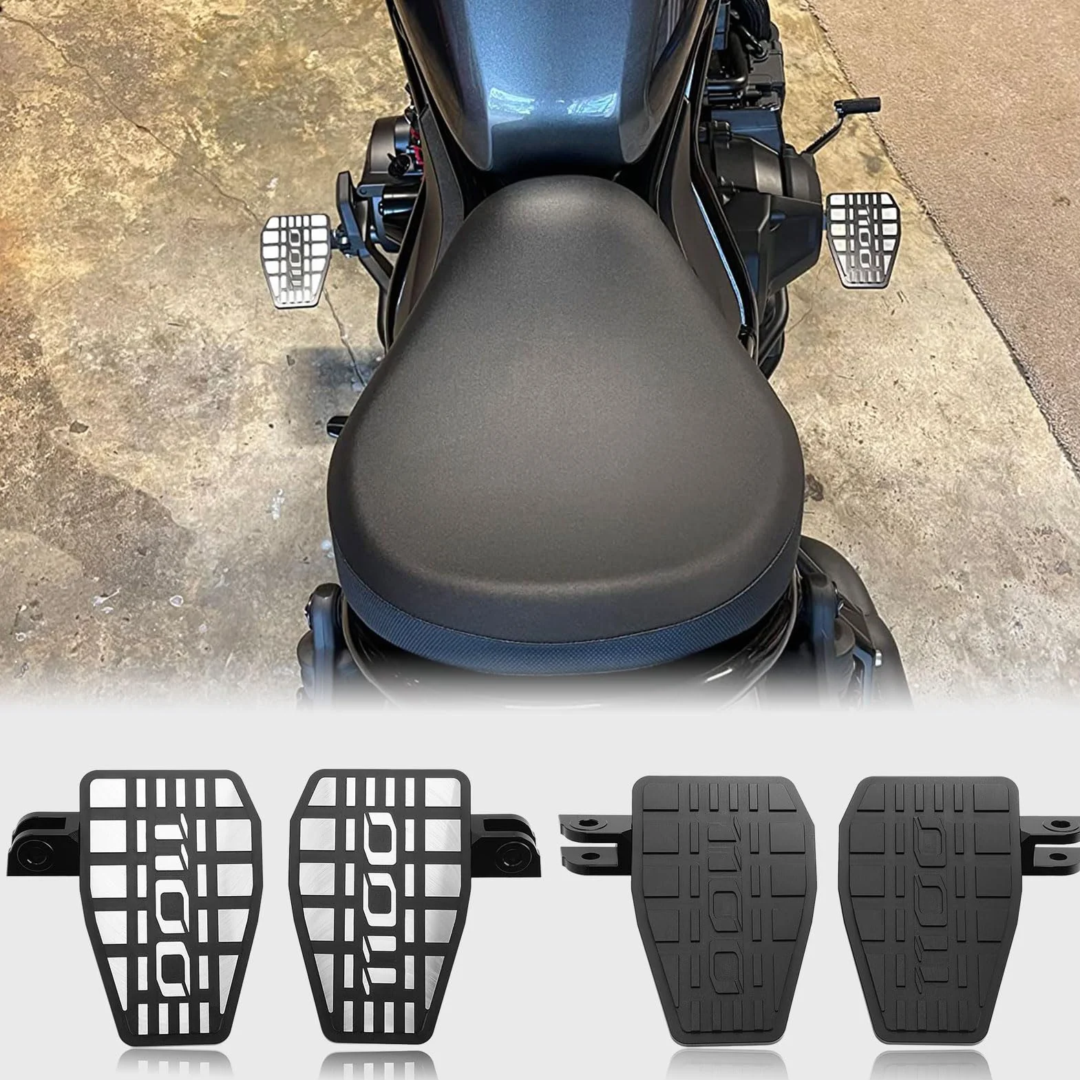 WOOGA Breite fette Fußrasten Vergrößerte Fuß stütze Fuß pedals tütze Motorrad zubehör passend für Ho&n&da Rebel CMX 1100 CMX1100/DCT Zubehör 2021 2022 2023 2024 (Schwarz)