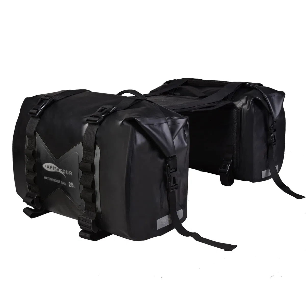 wasserdichte Motorrad-Satteltasche – 50L Reisegepäcktasche für Motorradreisen – Motorrad-Seitentasche – Abnehmbare Tasche (Schwarz, 2er-Pack)