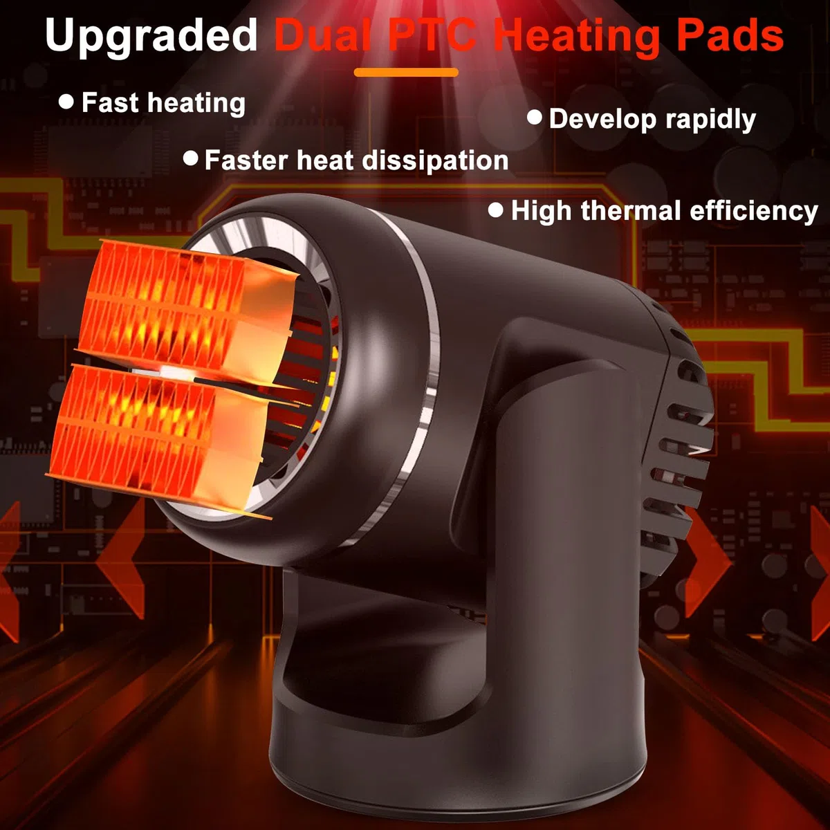 Funmo 120W Auto Lüfter Heizung, 12V Heizlüfter,2 in 1 Tragbar Auto Heizung, Demister mit Gleitschutzmatte, Defroster Tragbare für Auto, Schnelle Erwärmung
