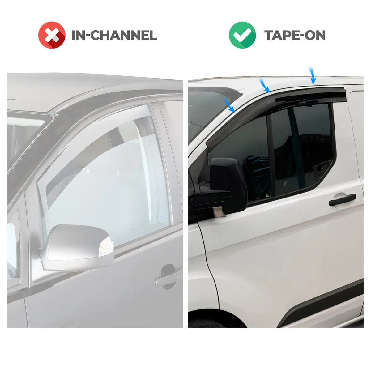 Windabweiser Luftabweiser Regenabweiser Seitenfensterabweiser Kompatibel mit Renault Master 2010-2024 Autofenster Regenschutz Regenabweiser Anklebbare Deflektoren 2 Stück Externe Passform