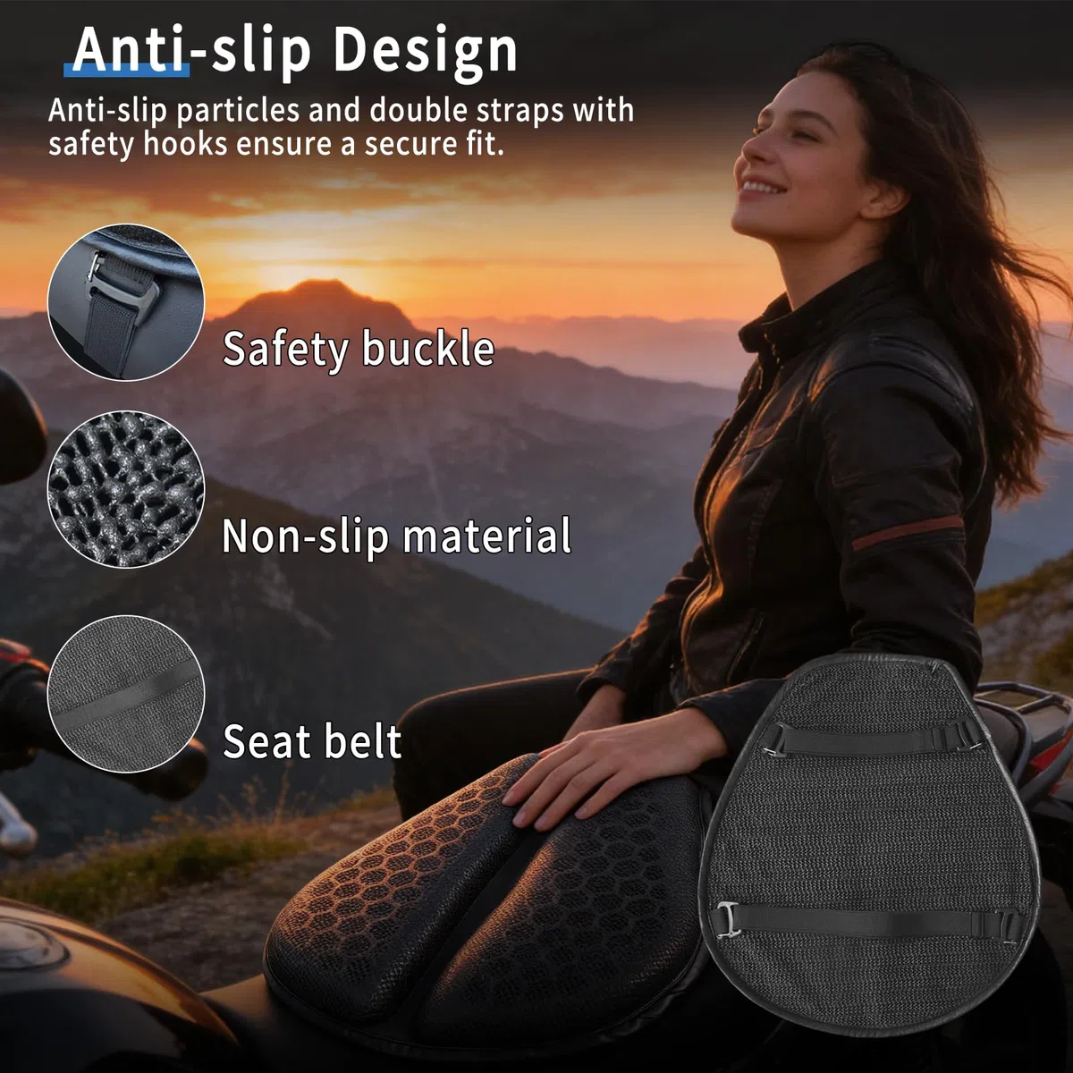 Motorrad Gel Sitzkissen Universal 3D Wabenstruktur Gelkissen Motorrad Struktur Atmungsaktive Stoßdämpfung Sitzpolster für Lange Fahrten