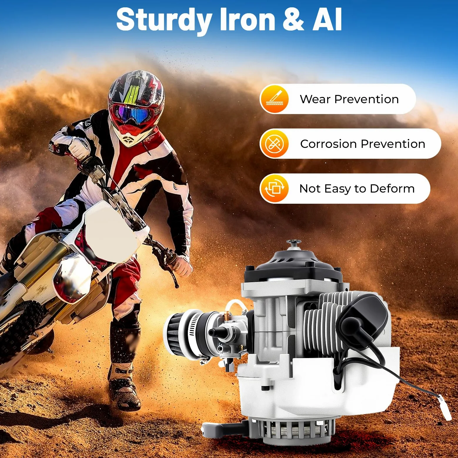 49CC 2-Takt Mini Motor, Getriebe Vergaser, Pocket Bike Motor mit Vergaser und Luftfilter Kit Getriebe Vergaser Set, für Pocket, Mini Dirt Bike Quad Pocket Bike