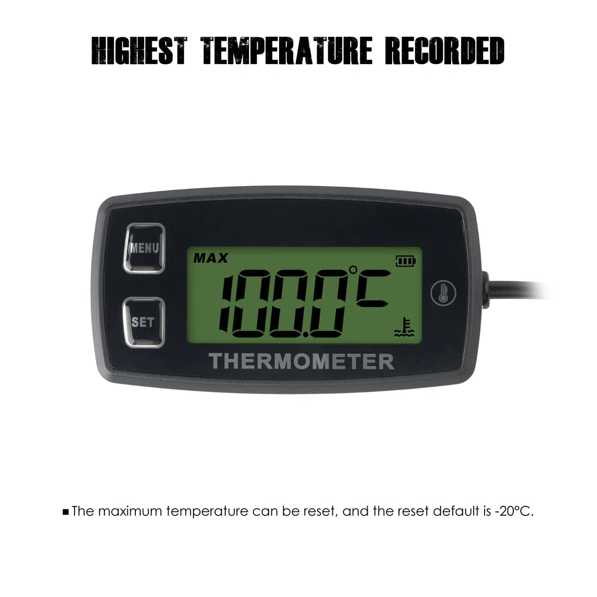 Digitales Motortemperaturthermometer Induktionsthermometer Kleiner Motor Multifunktions-Außenthermometer Wasserdichtes Thermometer, das für Boots-LKW-Motorradmotor geeignet ist
