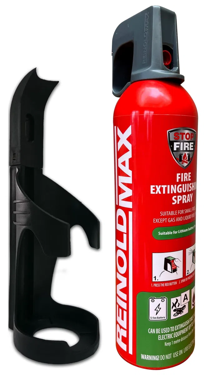 IWH Premium Lithium Feuerlöschspray STOPFIRE Reinold Max Autofeuerlöscher 1 x 750ml mit Wandhalter für Lithium Batterien & Akkus (1)