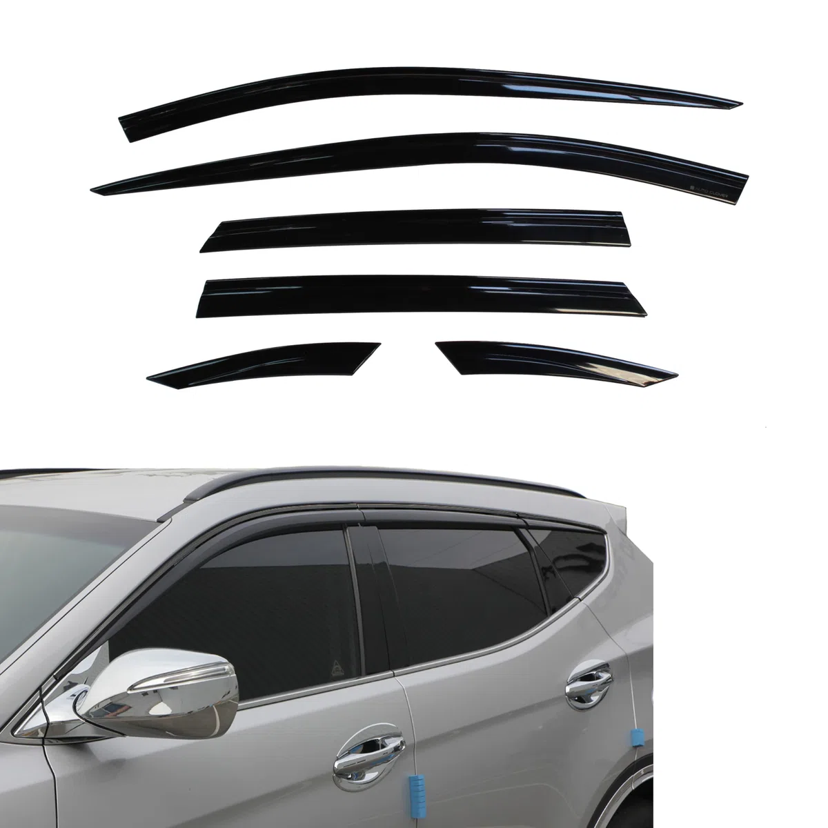 AUTO CLOVER Windabweiser Set für Hyundai Santa Fe 2013-2018 (6 Stück)