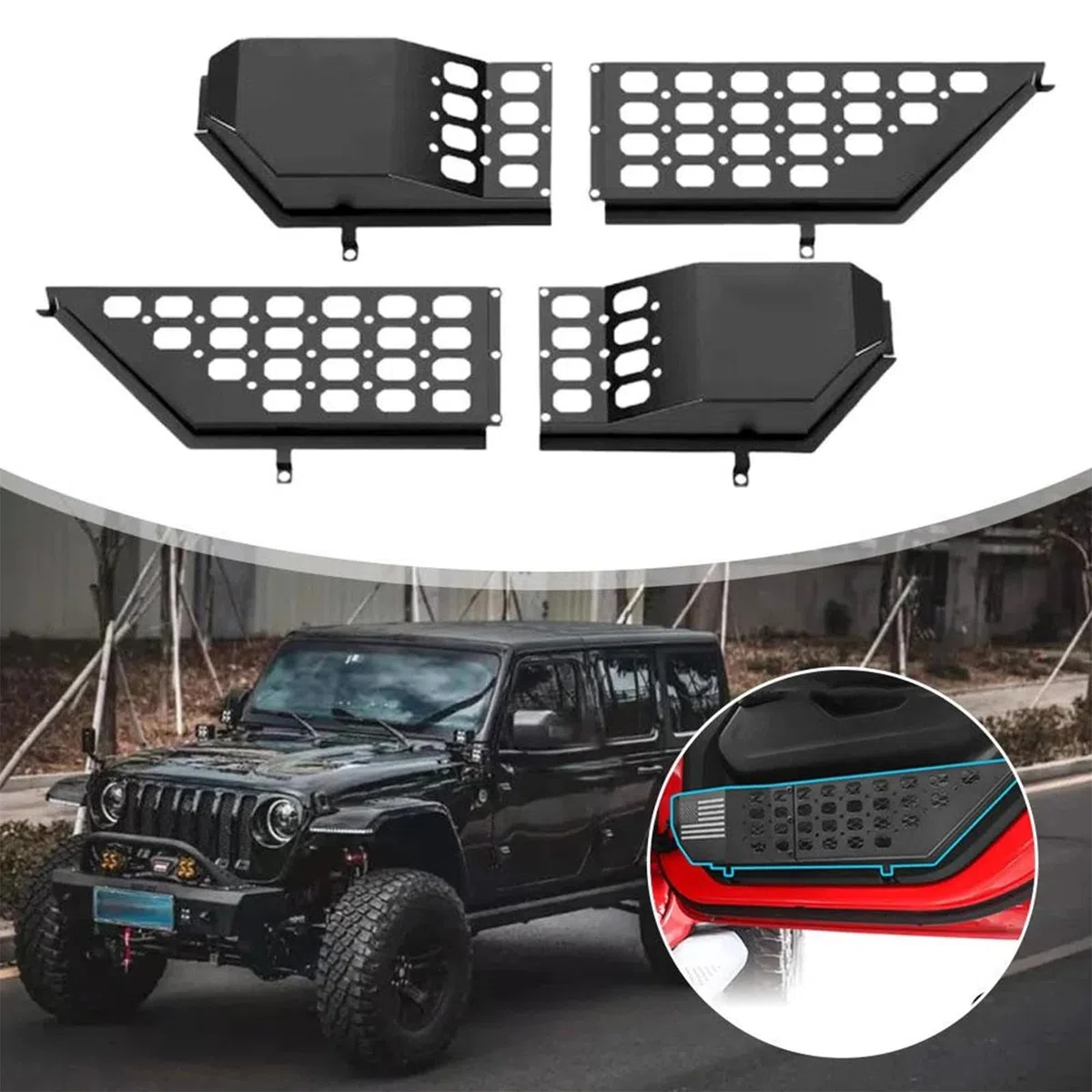 Vordertür Aufbewahrungsbox für Jeep Wrangler, Aufbewahrungsbox aus Metall für die Vordertür Türseiten-Organizer für Jeep Wrangler JL JLU 4XE 2018–2024 und Gladiator JT 2020–2024