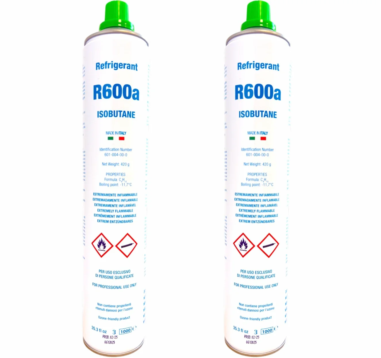 2 x R600 Isobutan-Gasverpackungen, kühlend, 420 g