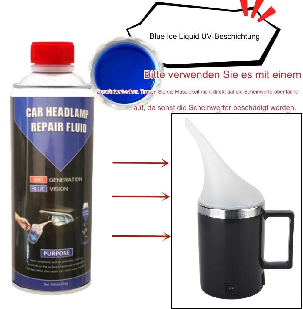 Scheinwerfer Bedampfen Set, Aceton Verdampfer Scheinwerfer Aufbereitung Set, 500ml ReparaturflüSsigkeit Scheinwerfer Reparatur Politur Set FüR BekäMpft Vergilbungen, Kratzer, UnschäRfen