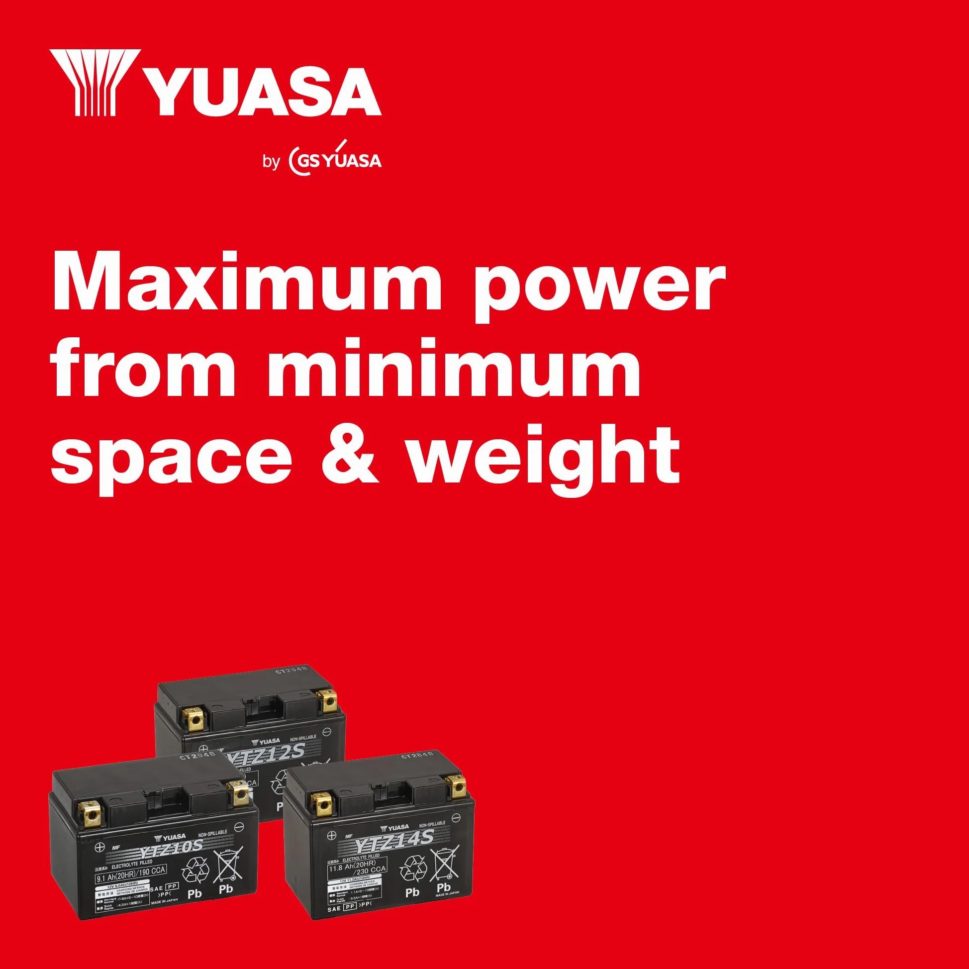 Yuasa YTZ10S Hochleistung Wartungsfreie Batterie, 12V, 150mm x 87mm x 93mm
