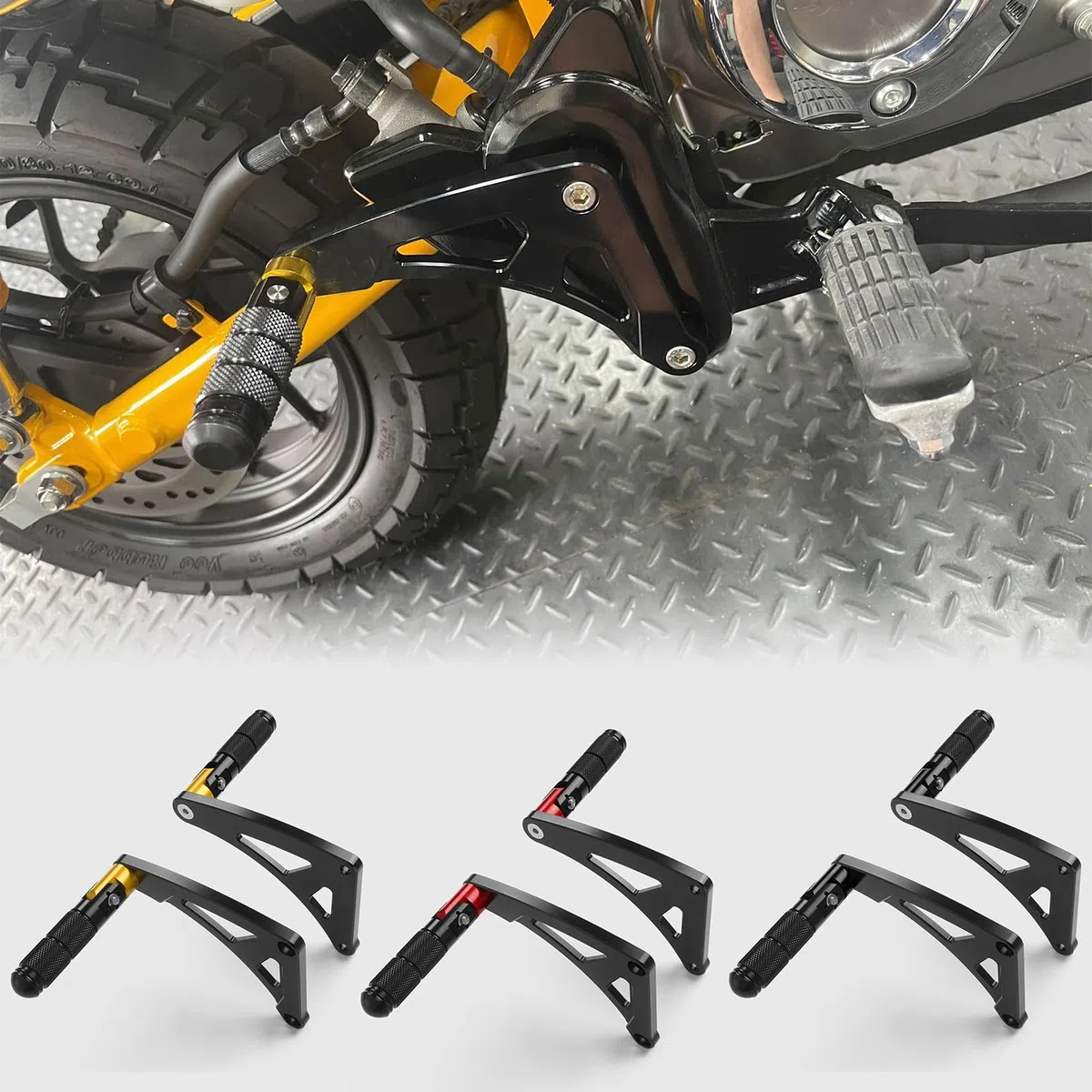 WOOGA Motorrad Erweiterter Beifahrer hinten umklappbar CNC Fußstützen Fußrasten Fußrasten Pegs Pedale Für HO&N&DA Monkey 125 / Z125 2018-2025 (JB02/JB03) (A-Stil–Gold)