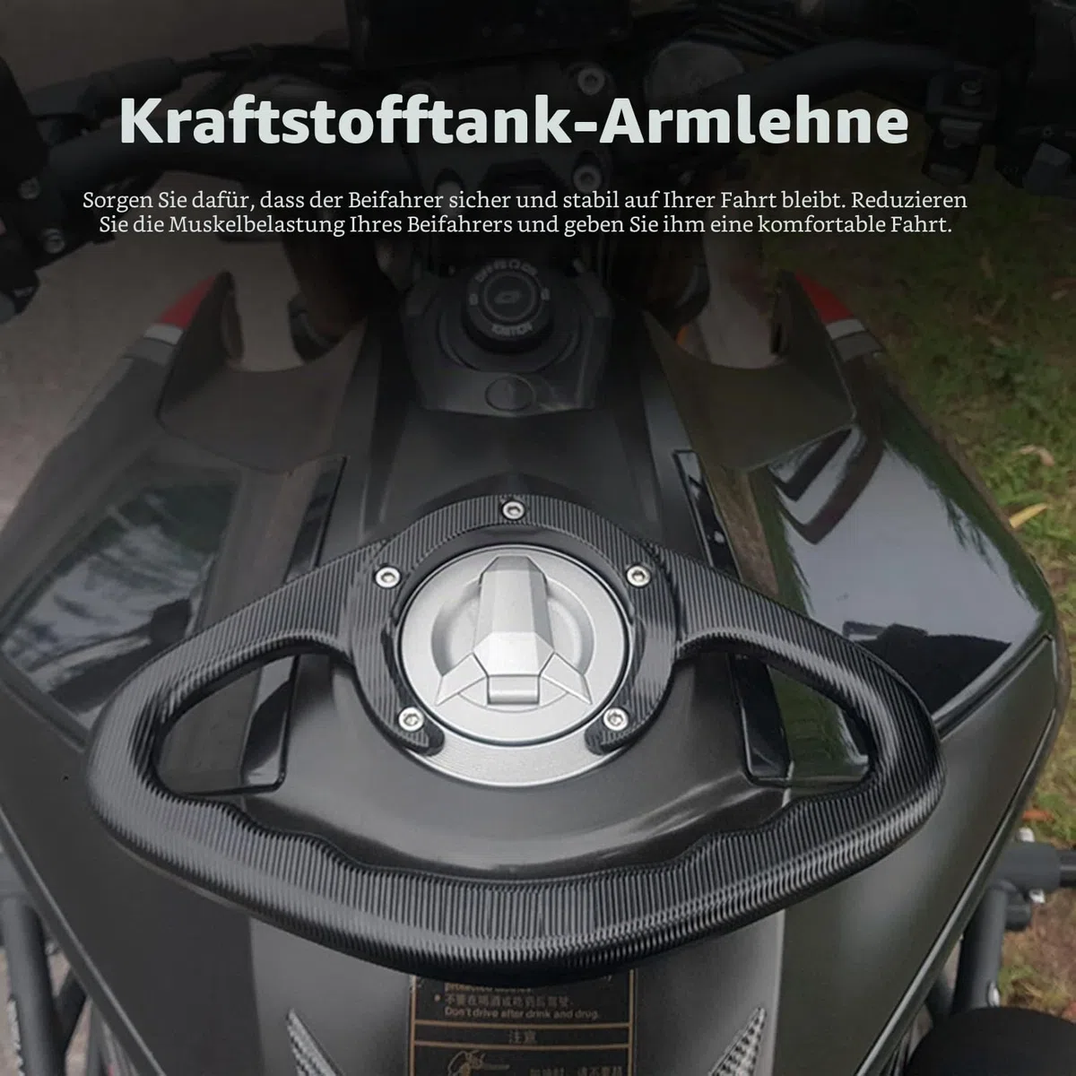 Motorrad Beifahrer Handgriff Tank Haltegriff Armlehne für Z800 Z1000 ZX6R ZX10R schwarz