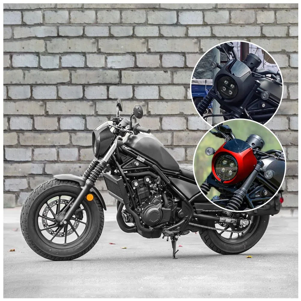 Motorrad Frontscheinwerfer Verkleidung Abdeckung Windschutzscheibe Scheinwerfer Visier Maske Schutz für Rebel CMX 500 300 CM 500 CMX500 CMX300 CM500 Zubehör 2020 2021 2022 2023 (Schwarz)