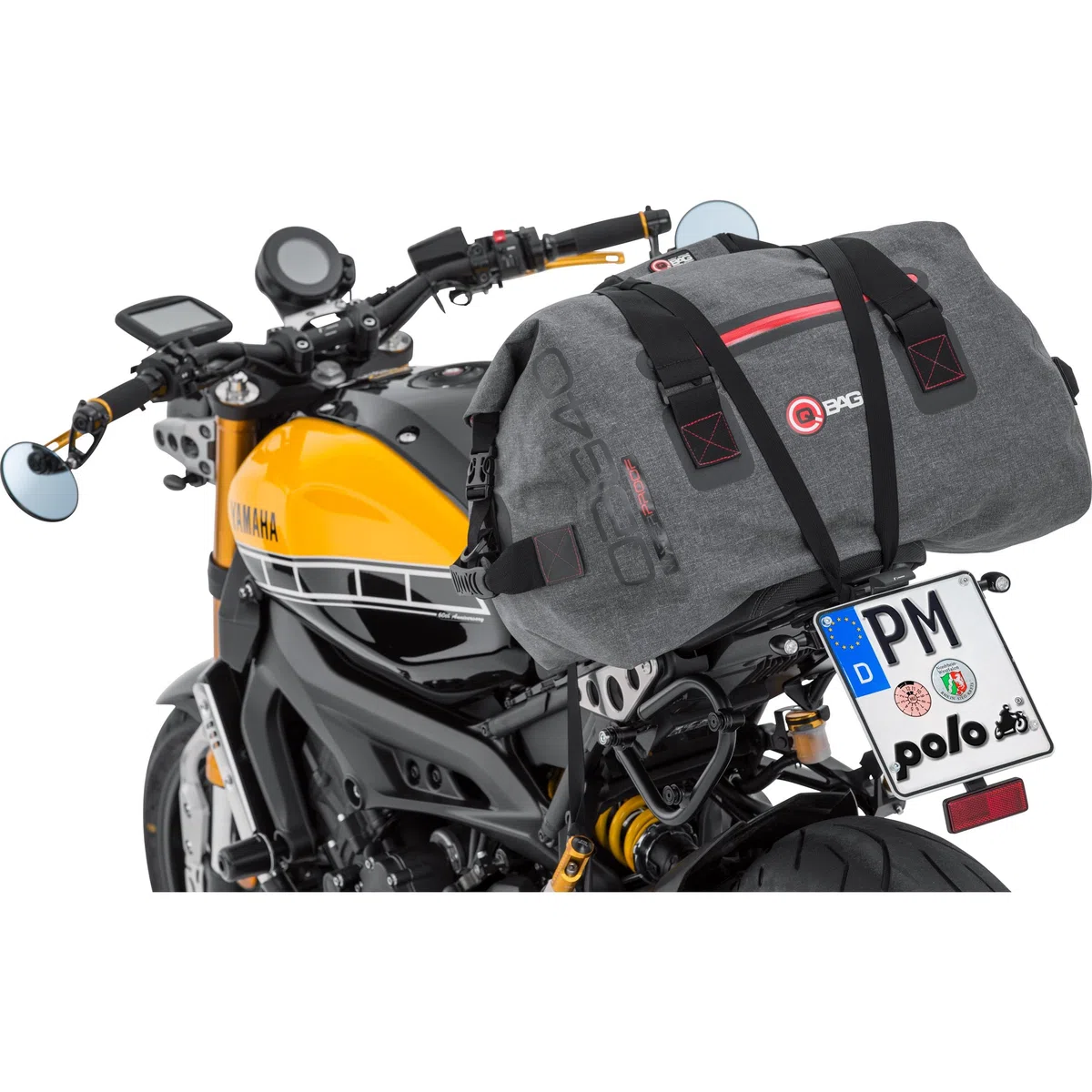QBAG Hecktasche/Gepäckrolle Wasserdicht 60L - Grau - Motorrad/Roller/Quad schwarz