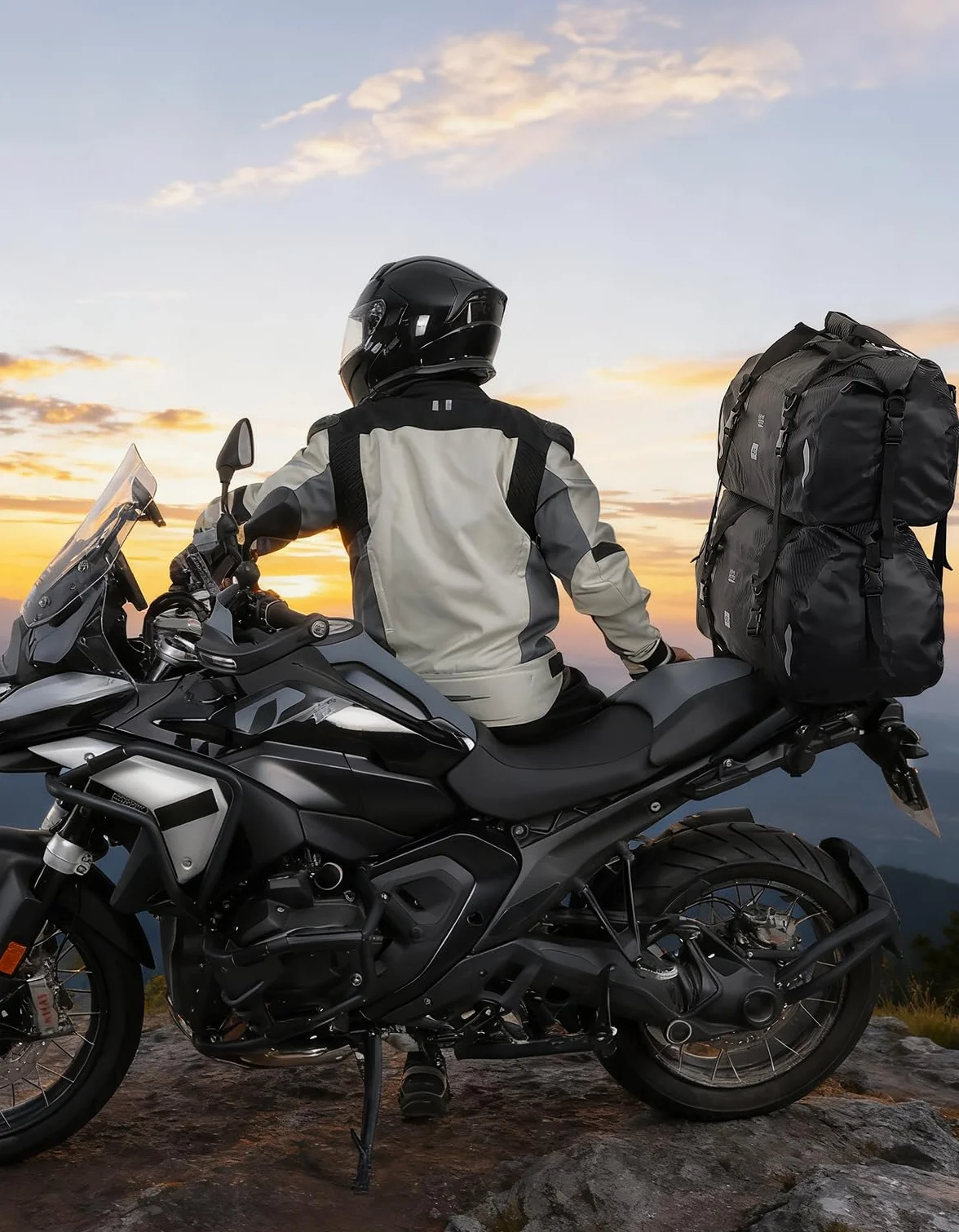 KEMIMOTO Motorrad Hecktasche 40L IPX6 wasserdichte Gepäckrolle mit Schnellverschlussgurten