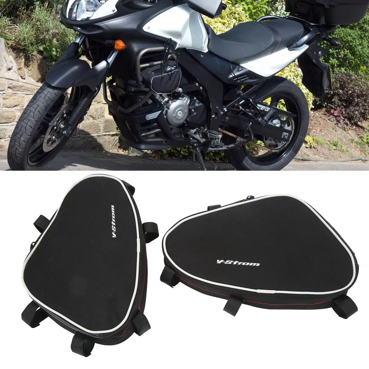 Headerbs Sturzbügel-Taschen, 2 Stück Motorradrahmen-Seitentasche wasserdichte Reparaturwerkzeug-Platzierungspakettasche für Motorrad DL650 DL1000