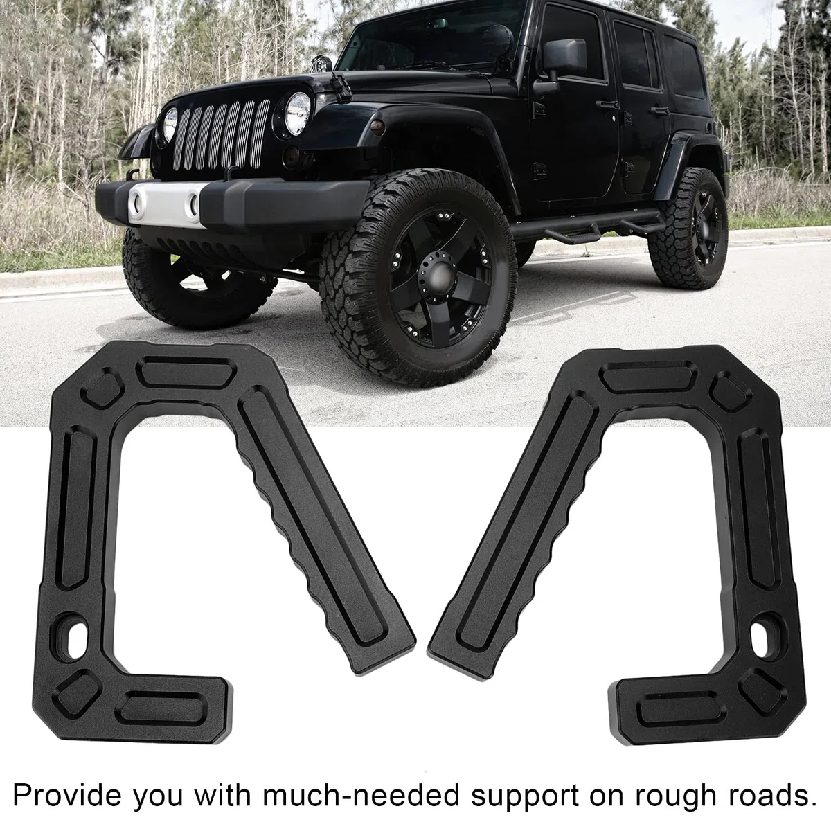 Vorderer Haltegriff, Ersatz-Haltegriffe aus Aluminium für Vordere Haltegriffe, Haltegriffe für Wrangler 07–18 JK/Unlimited Sport Sahara Rubicon-Modelle(Schwarz)