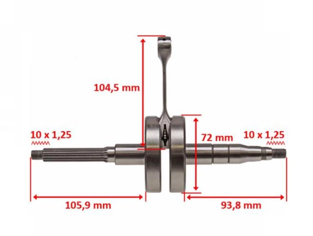Tuning Vollwangen Kurbelwelle passend für Yamaha Aerox, MBK Nitro, Neos – 50ccm 2-Takt Minarelli Motoren, Kolbenbolzendurchmesser 10mm