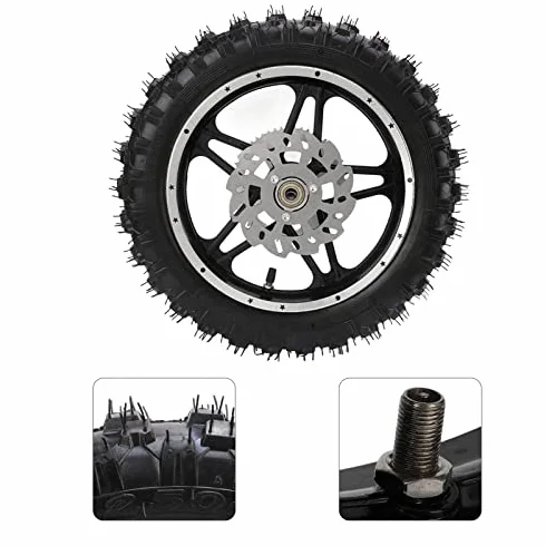 Dirt Bike Hinterrad, Motorrad Hinterrad Gummi Metall 2.5-10 mit Disc Ritzel Lager Felge Reifen Montage für Mini Pit Bike