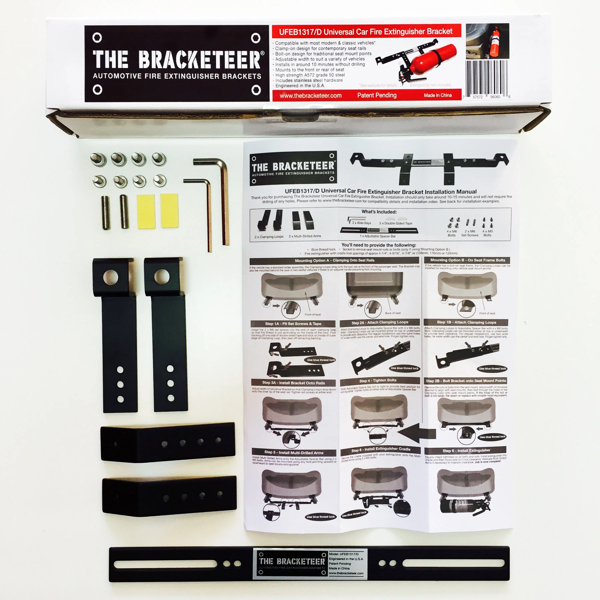 The Bracketeer Unterstützung für Fahrzeuglöscher (universelles Design passt Sich an die meisten Fahrzeuge an) Schwarz