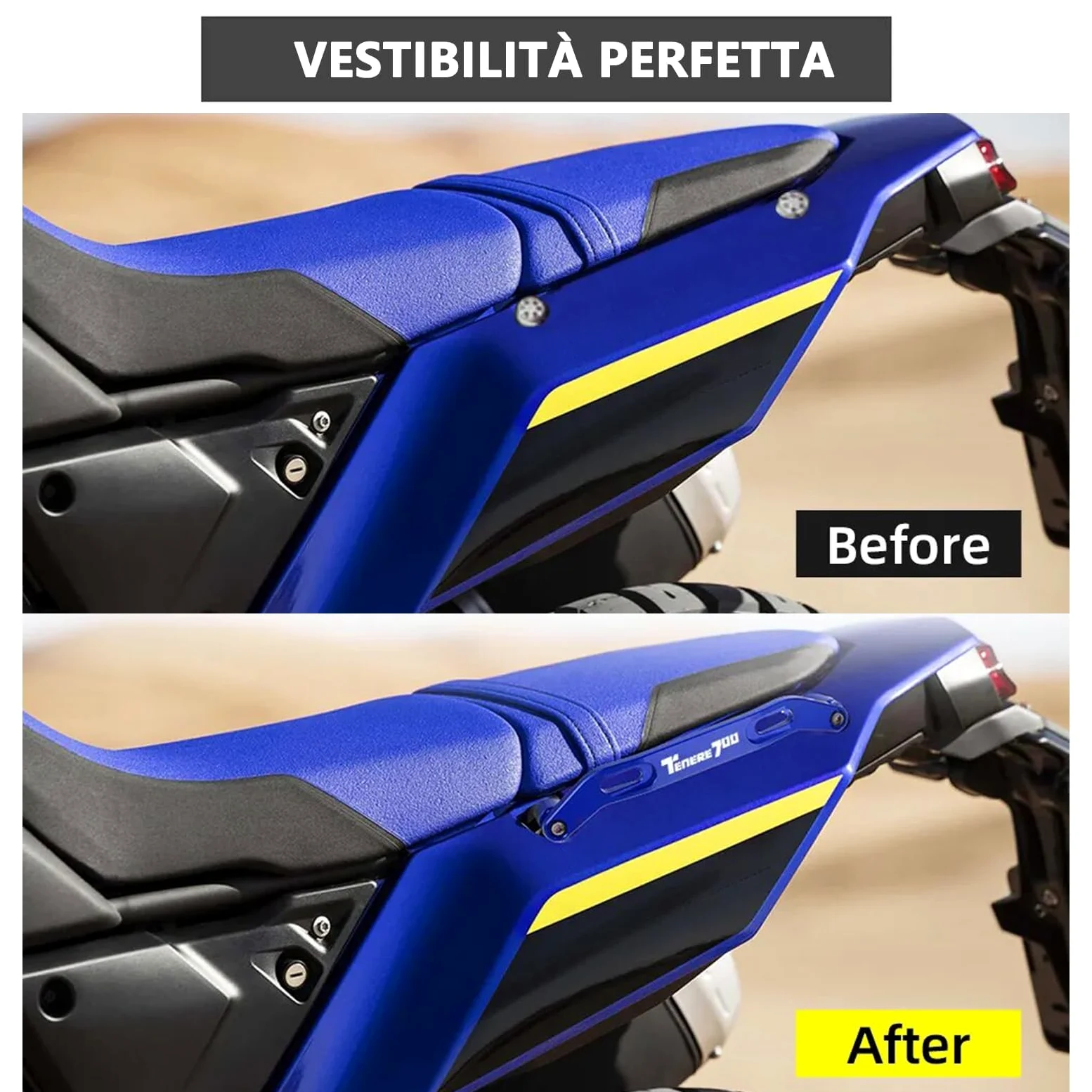 Beifahrergriffe CNC Aluminium Motorrad Motorrad Sozius Beifahrer Hinten Handläufe für TENERE 700 XTZ 700 TENERE 2019-2023 TENERE 700 WOLD RAID 2022-2023 T7 2019-2023(schwarz)