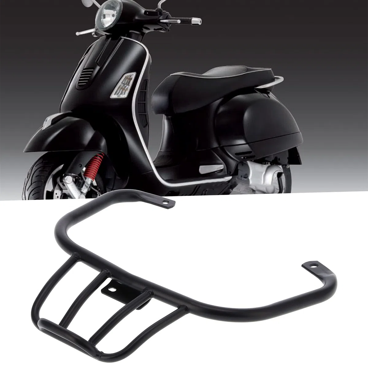 Akozon Gepäckträger, Soziushaltebügel Heck CNC Aluminiumlegierung Gepäckträger Hinten Gepäckablage Motorrad-Gepäckhalter Cargos Halter Halterung Fußpedalhalter Gepäckträgerhalterung für Vespa GTS 300