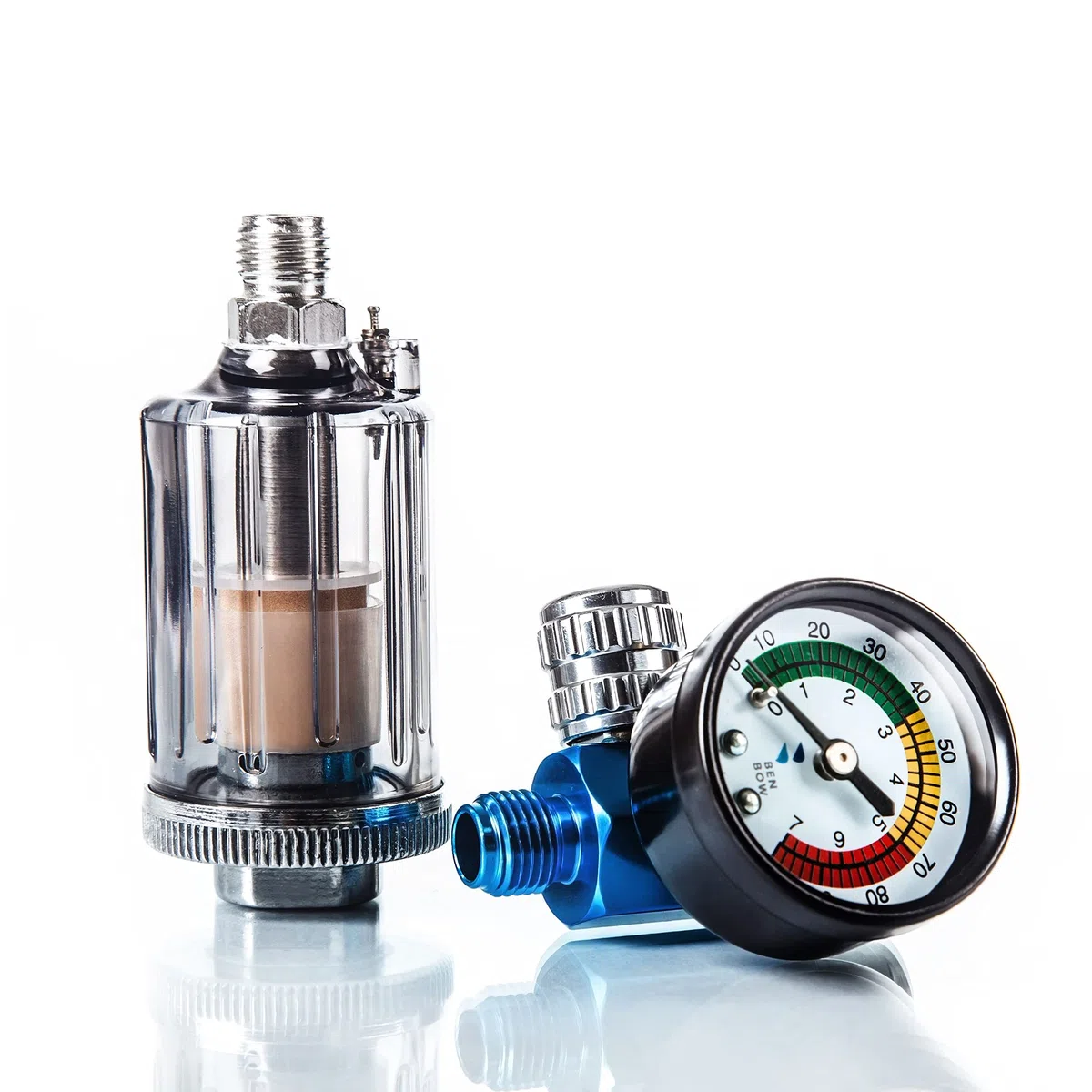 BenBow Druckluftregler mit Manometer und Wasserabscheider 1/4 Zoll Druckluft Filter