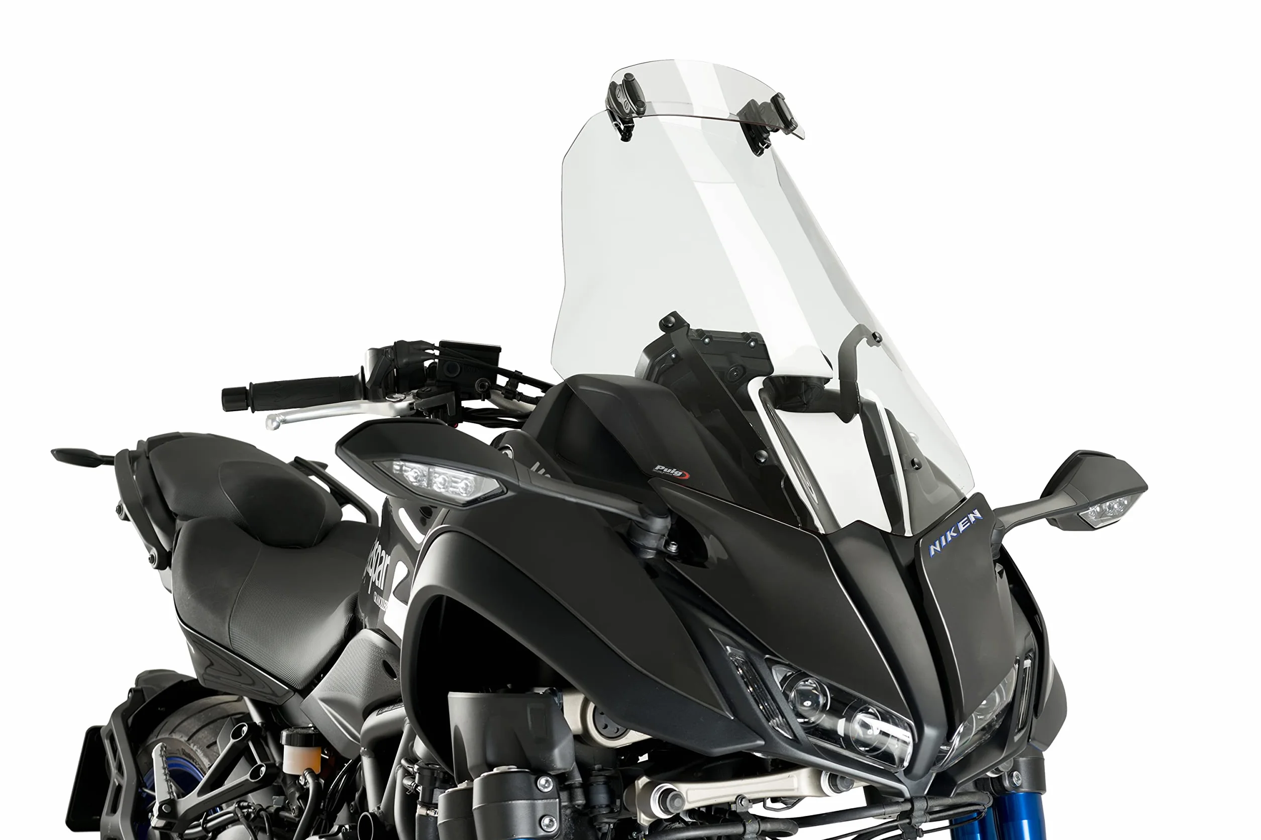 Puig 6320W Multiverstellbarer Clip-on Windabweiser für Motorradscheiben mit Positionsverstellung und robustem Design zur Verbesserung des aerodynamischen Schutzes, Transparent