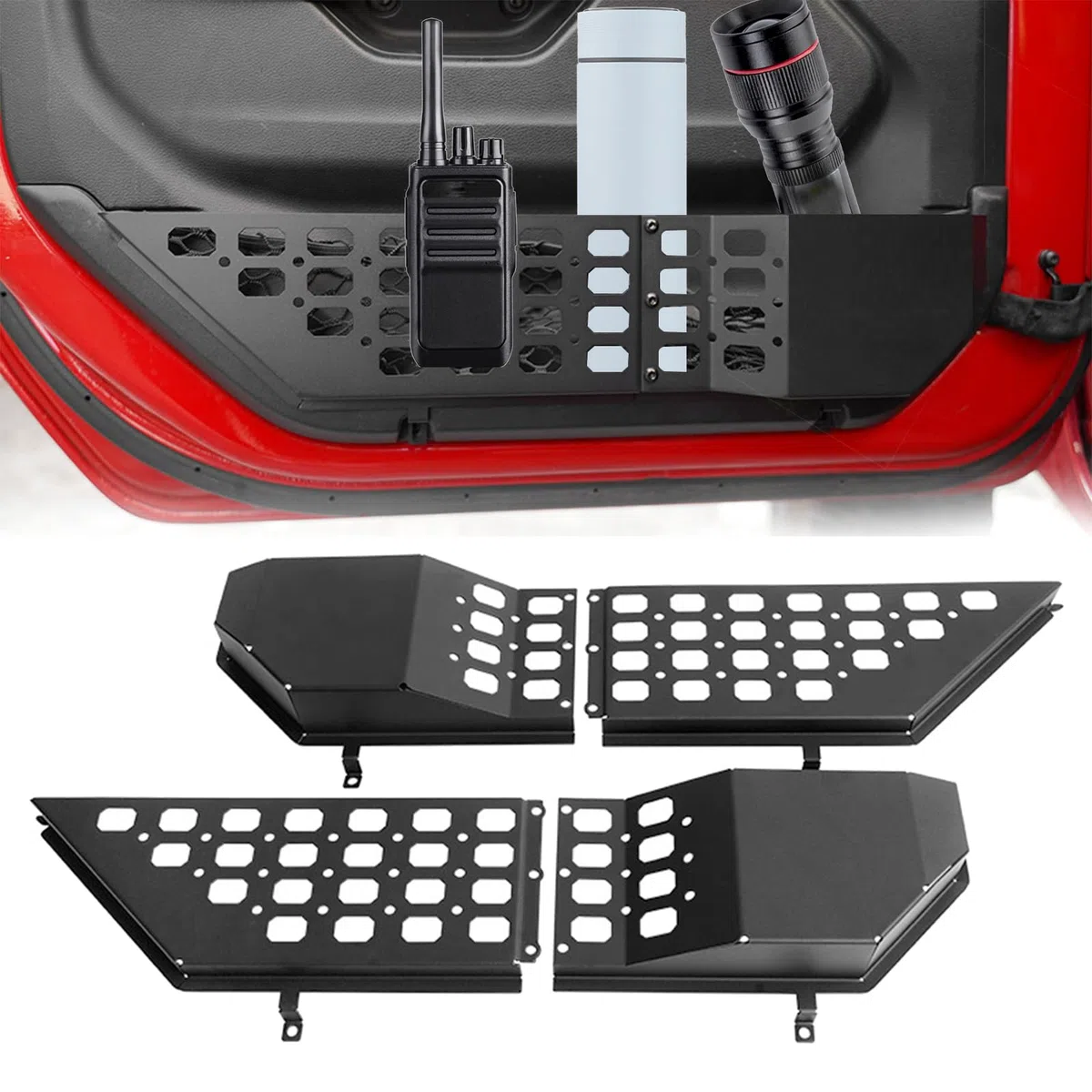 Vordertür Aufbewahrungsbox für Jeep Wrangler, Aufbewahrungsbox aus Metall für die Vordertür Türseiten-Organizer für Jeep Wrangler JL JLU 4XE 2018–2024 und Gladiator JT 2020–2024