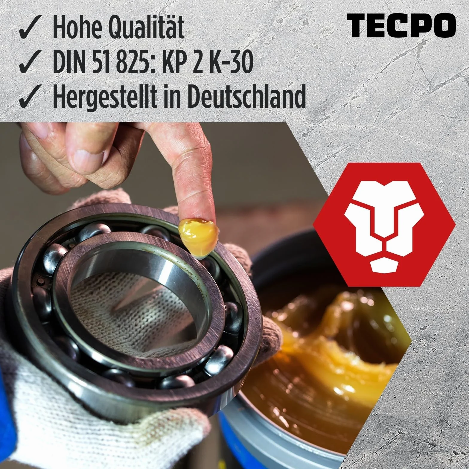 TECPO Universal Mehrzweckfett EP2 400g Kartusche Schmierfett, Lithiumfett, Universalfett, KFZ-Schmierung, wasserbeständig, KP2K-30 Lithium Fett (12x 400g)