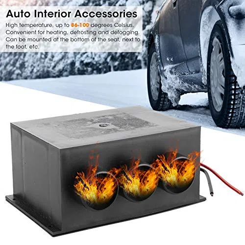 12 V 600 W Autoheizung. KIMISS 3-Loch-tragbare Winterheizung, Wärmer, Windschutzscheiben-Entfroster, 12 V, Nebelentfernung, Auto-Entfroster für PKW, LKW, Busse, Wohnmobile, LKW, Wohnmobile