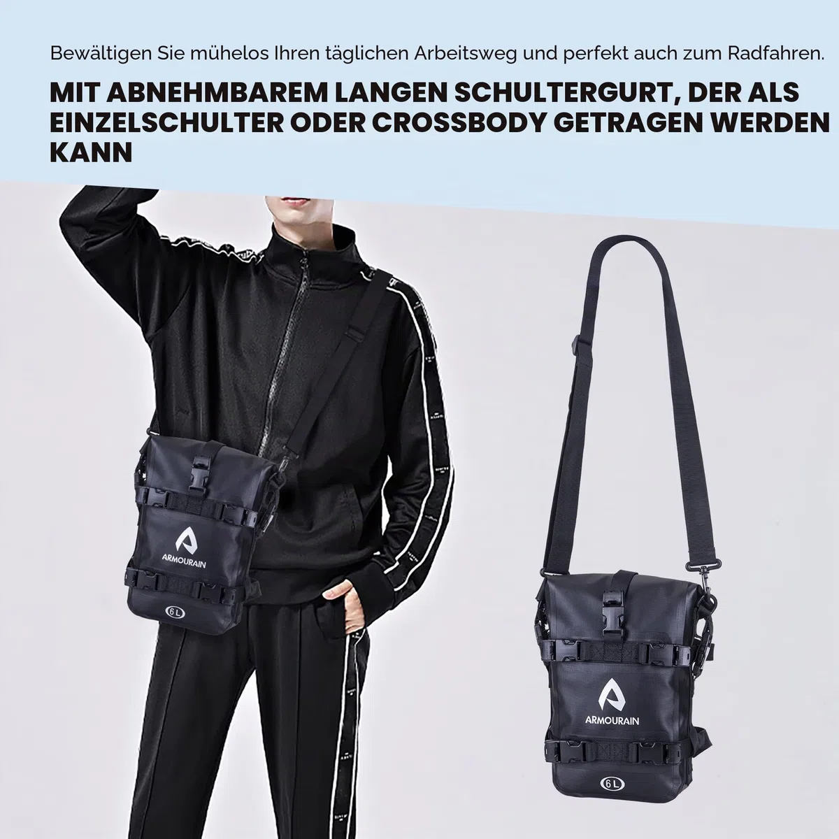 Sturzbügeltasche Motorrad, 12L(6x2) Motorrad Gepäcktasche Motorradgepäck Taschen für Sturzbügel Motorrads Gepäck Wasserdicht hat Schultergurt Wasserdicht Hecktasche für Moto ATV（TPU