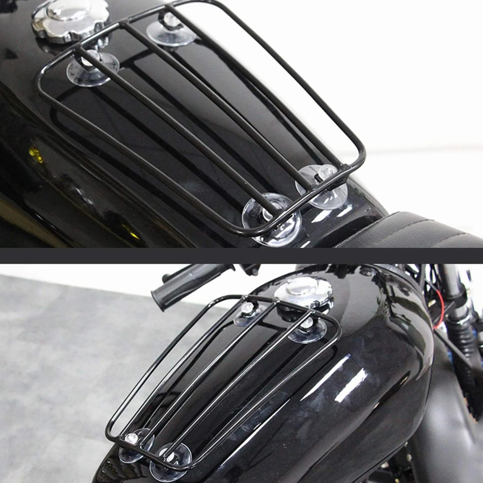 Motorrad Gepäckträger vorne, Motorrad Kraftstofftank Gepäckträger Gepäckträger Universal Retro Style Gepäckträgerhalterung(A (schwarz))