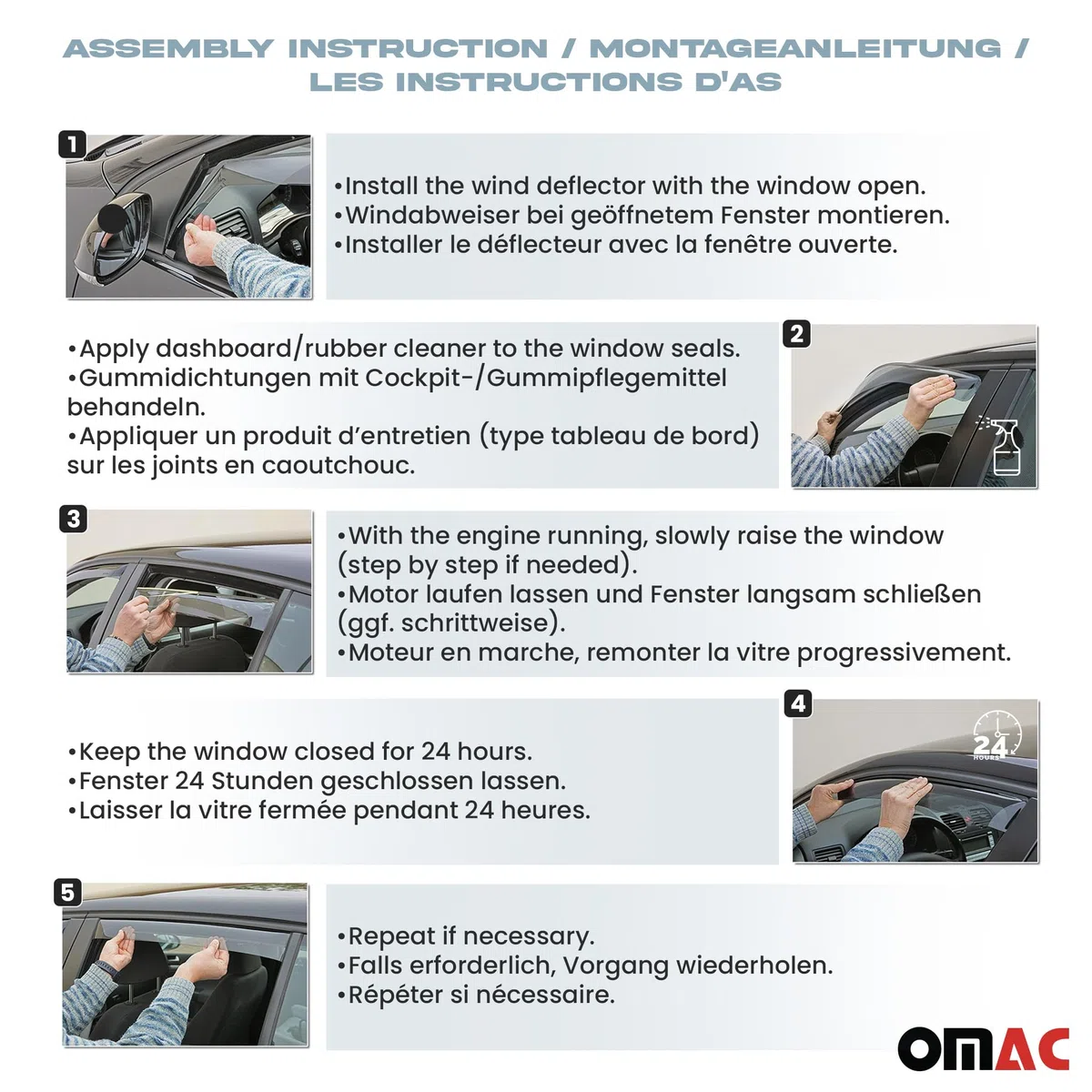 OMAC Windabweiser Regenabweiser kompatibel mit Hyundai Tucson 2022-2026 Dunkel Acryl 4tlg